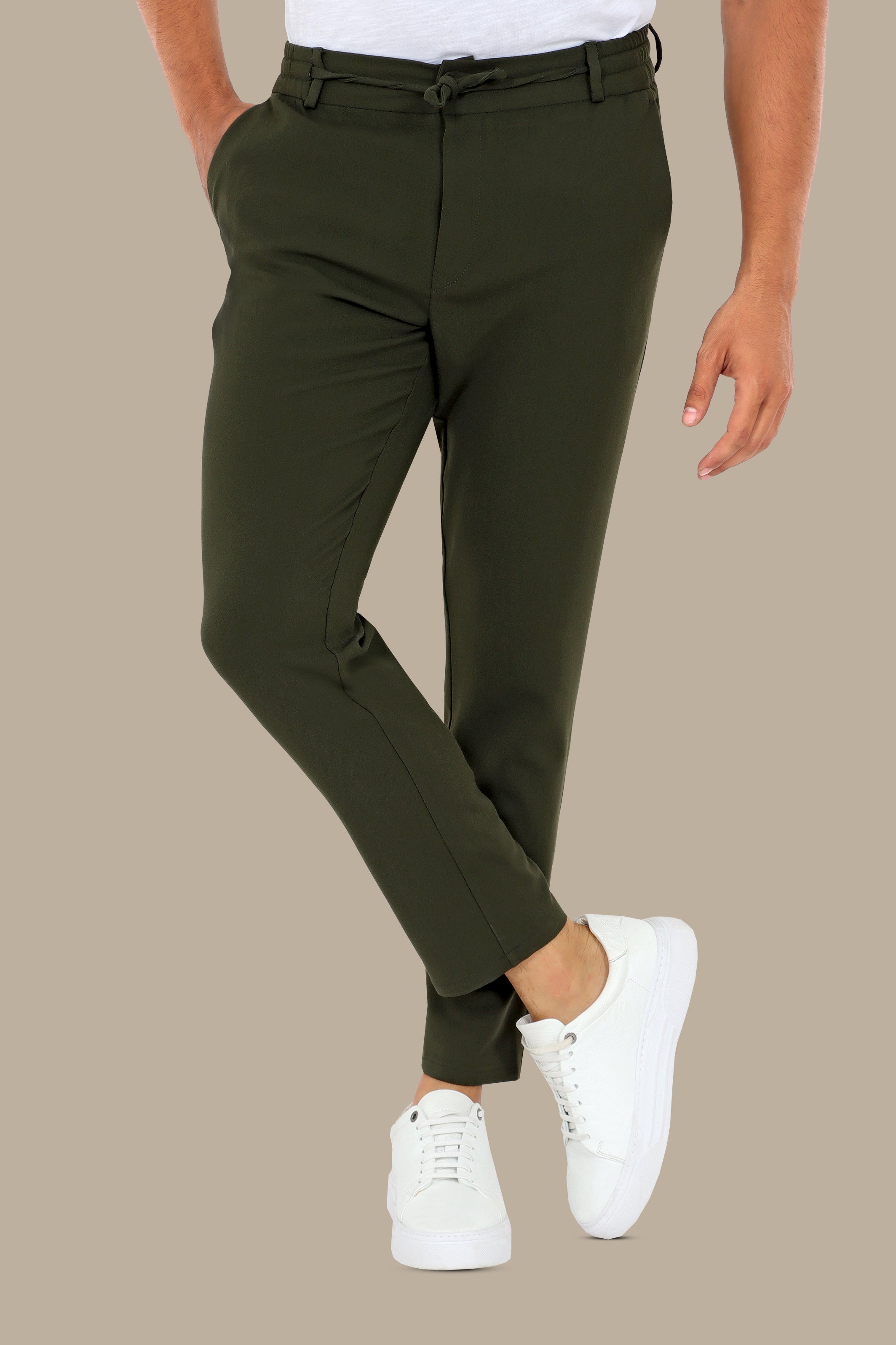 Khaki Basic Jogger with Elastic Band