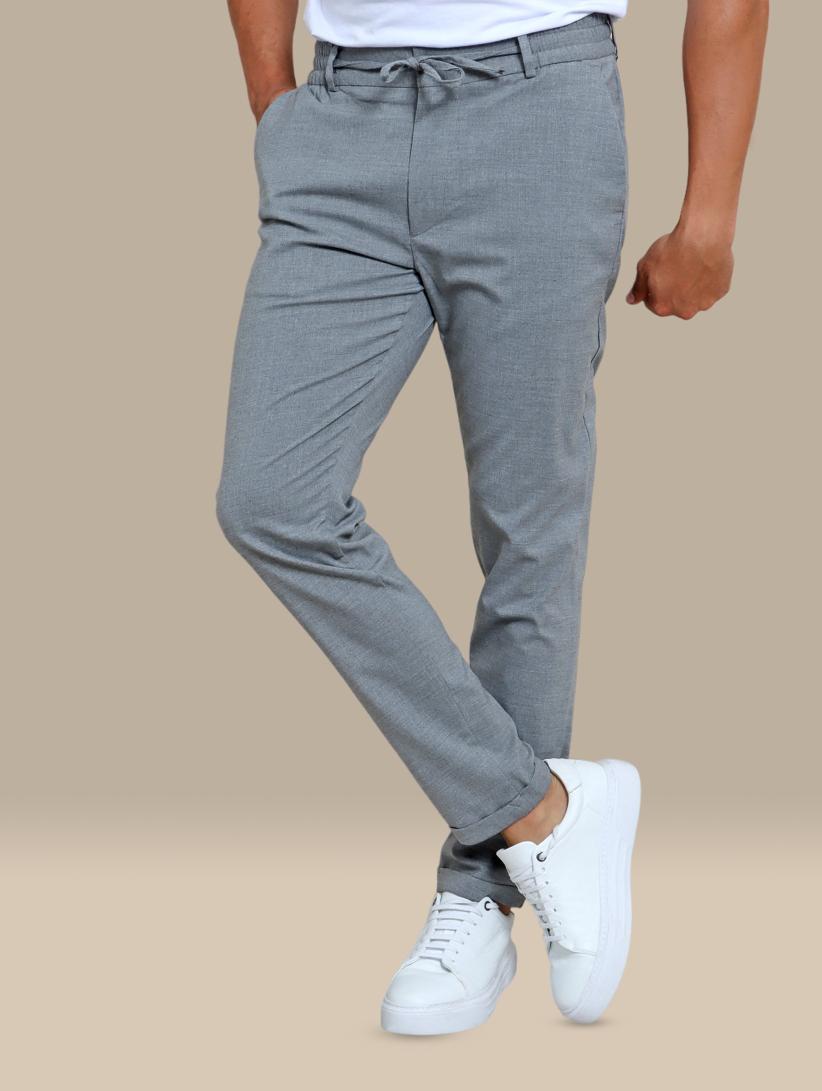 Casual Ease: Grey Basic Jogger with Elastic Band