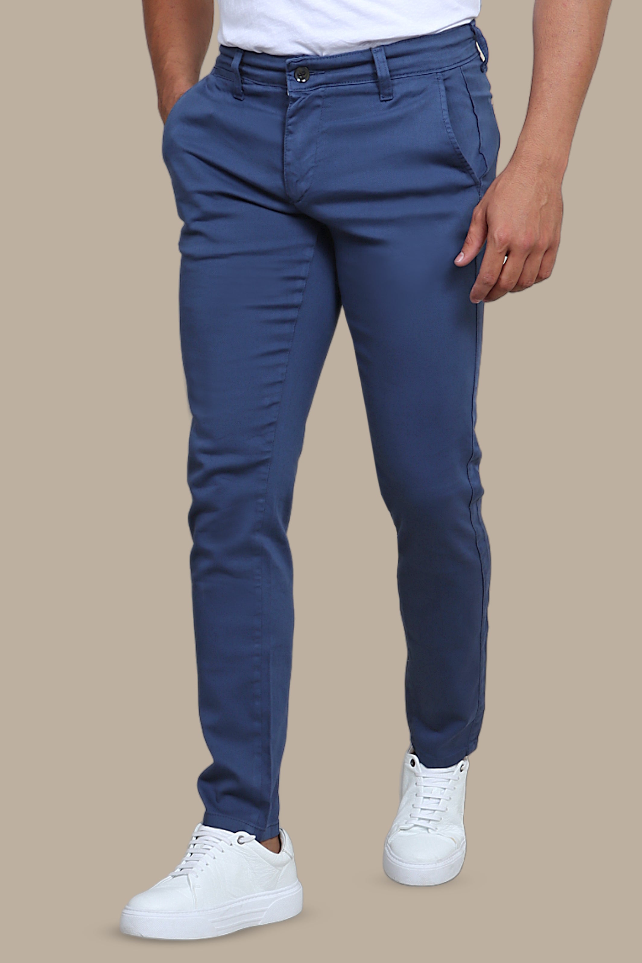 Light Blue Slim Fit Oxford Chinos