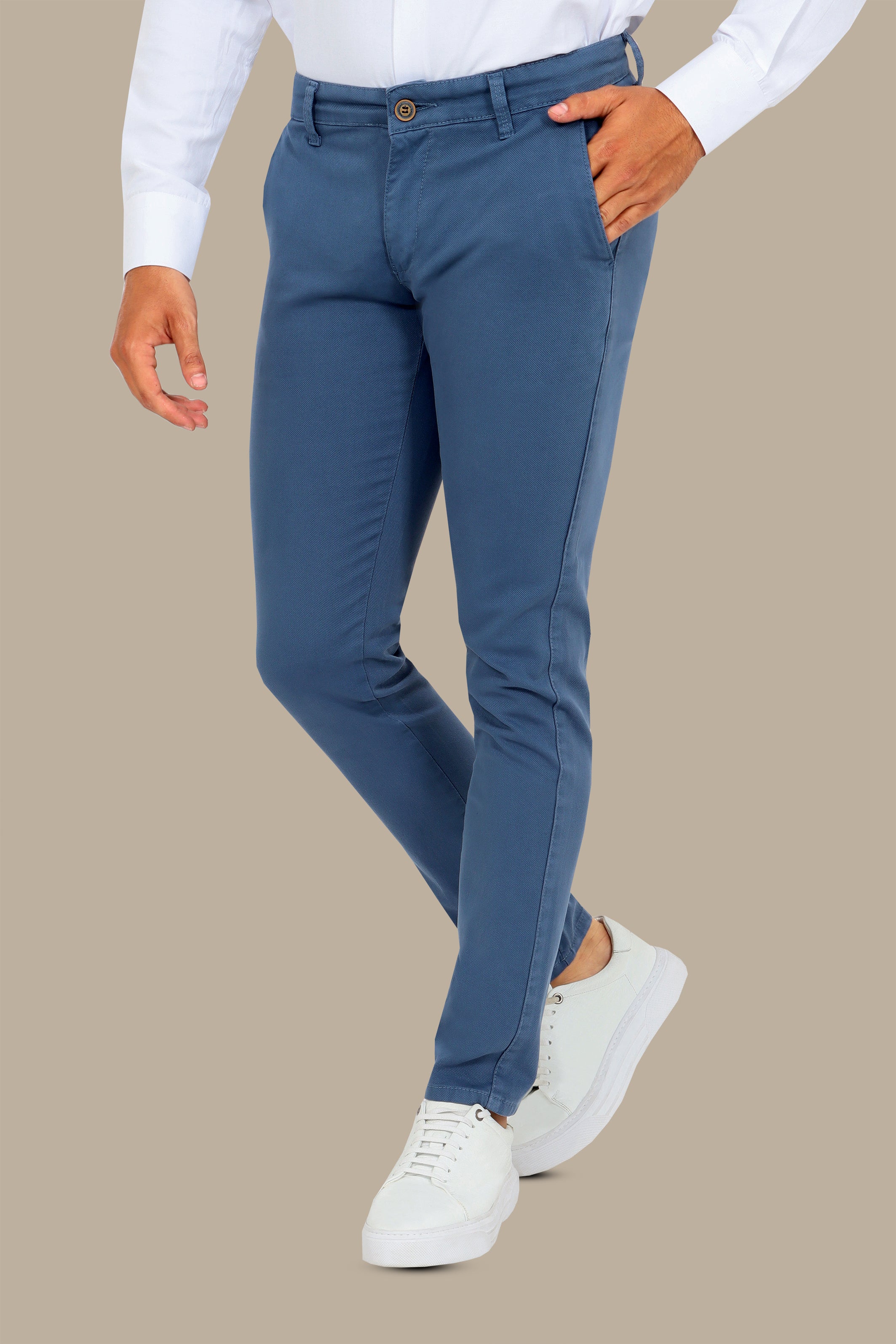 Light Blue Slim Fit Oxford Chinos