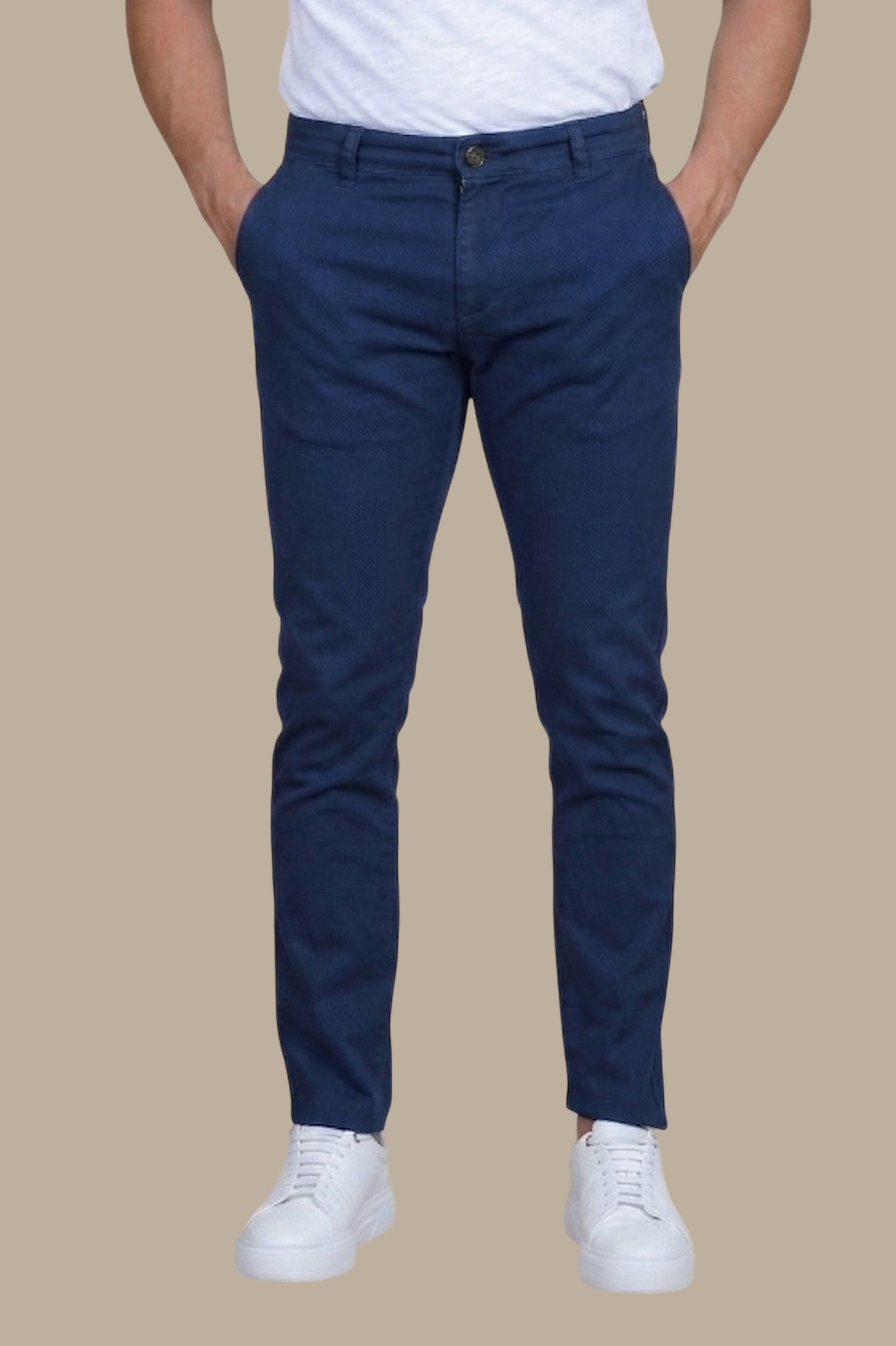 Light Navy Oxford Slim Fit Chino