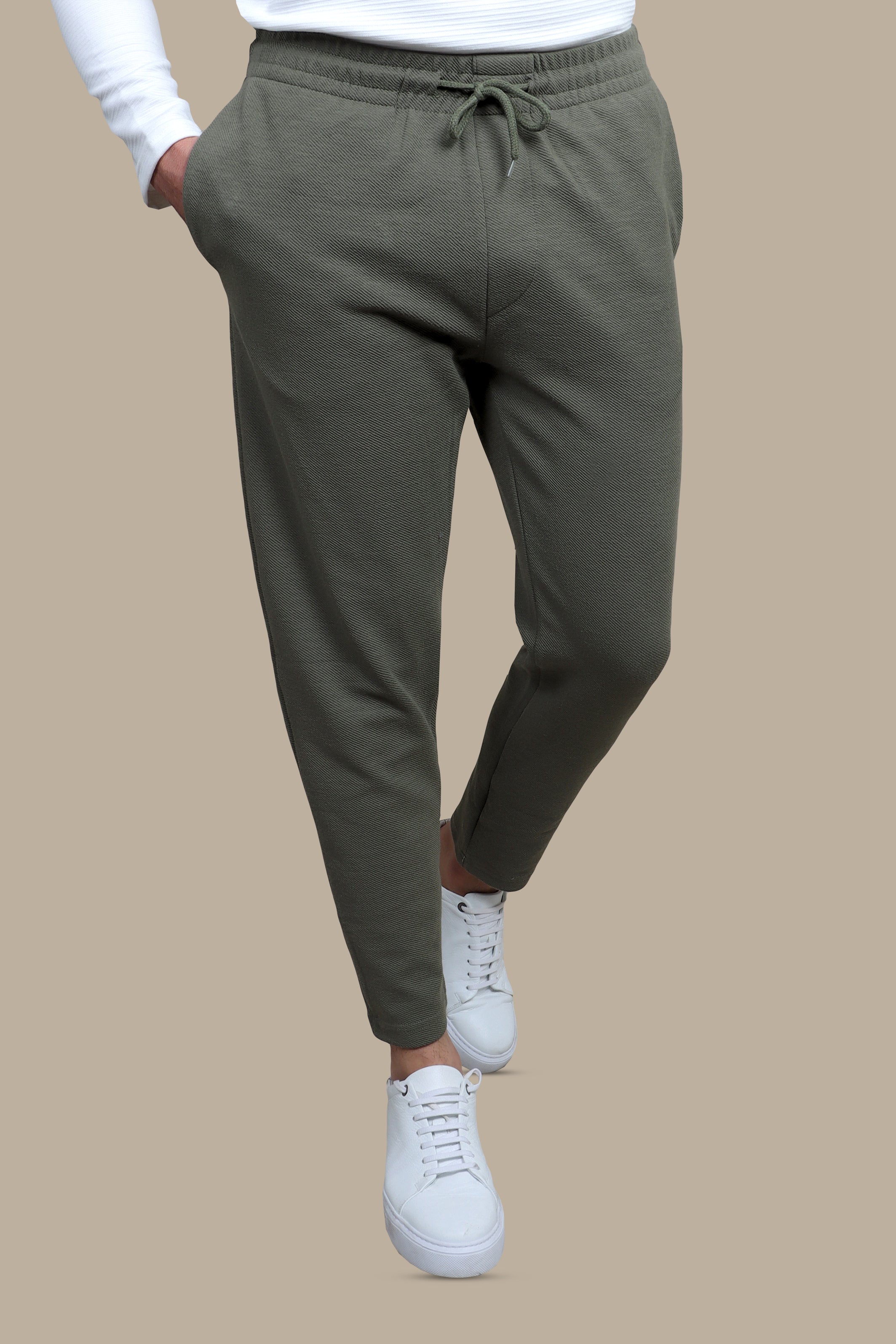 Khaki Comfort: Essential Twill Jogging Gear