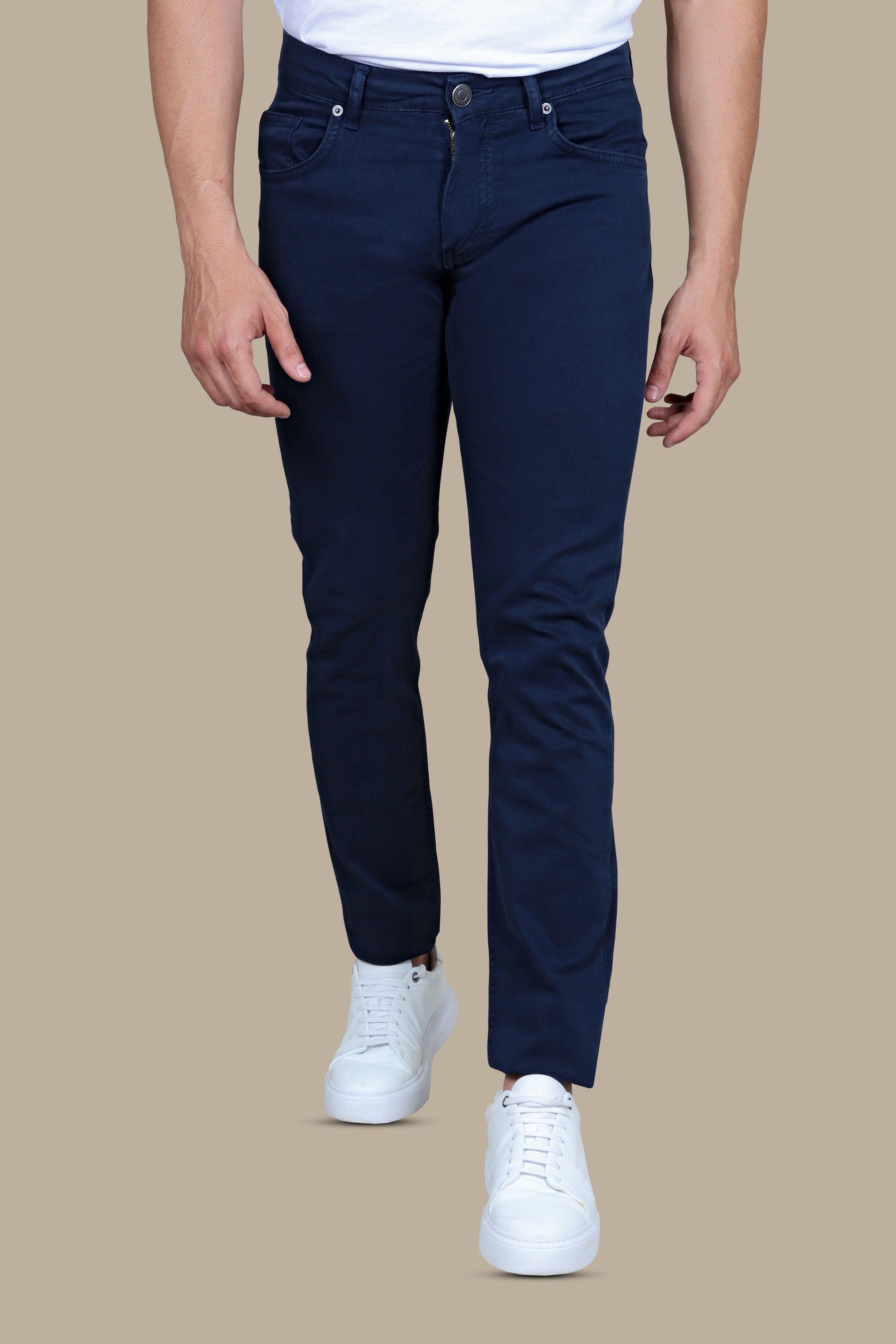 Classic Elegance: 5-Pocket Oxford Pants in Navy Hues