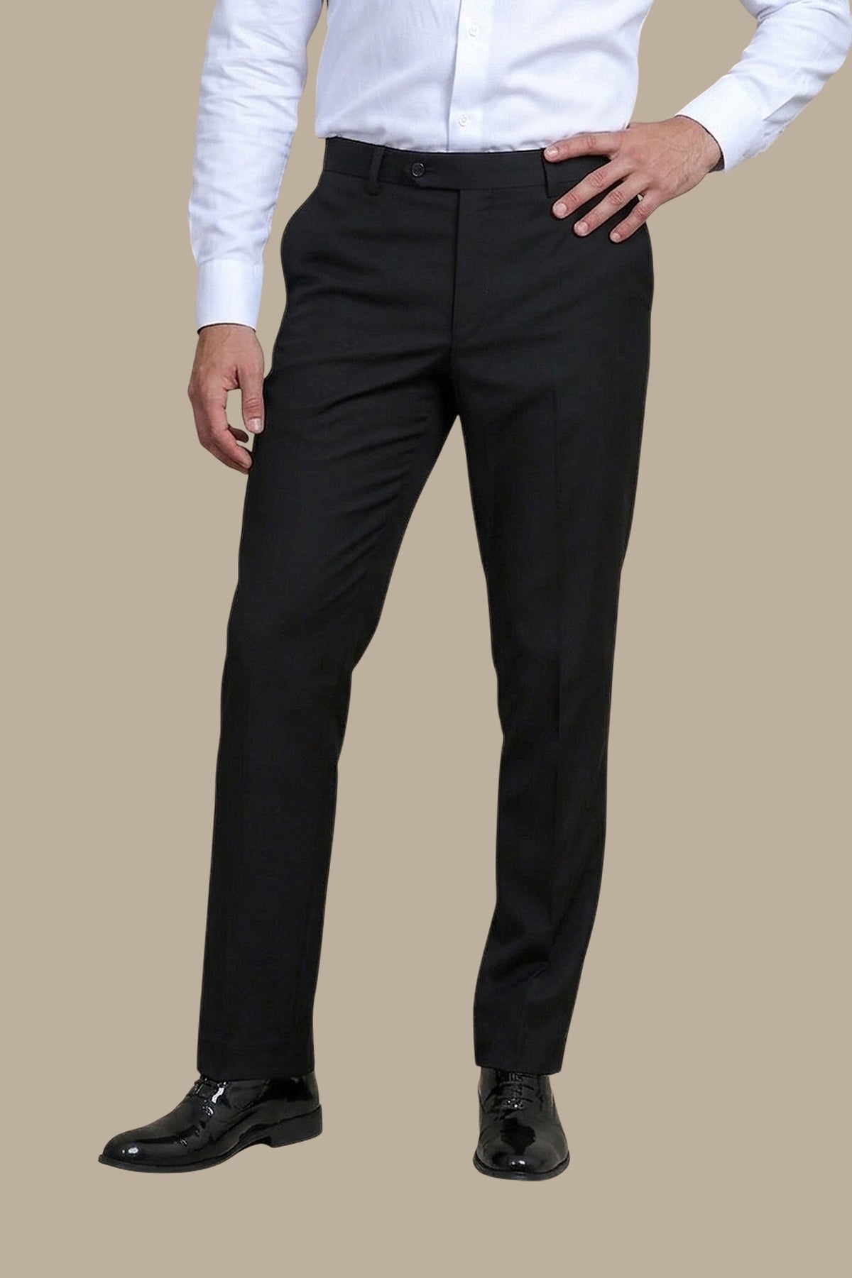 Midnight Elegance: Black Tuxedo Trousers with Sophisticated Satin Band