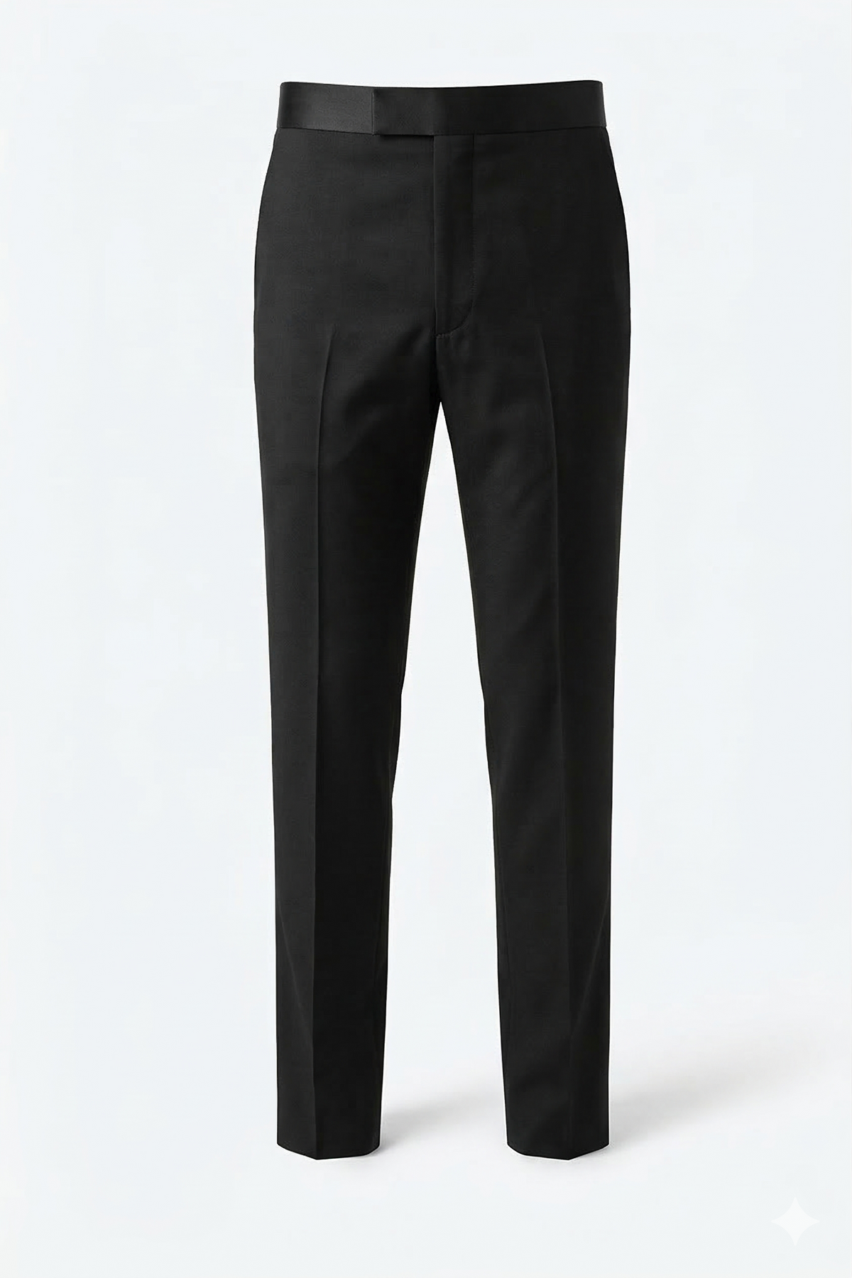 Midnight Elegance: Black Tuxedo Trousers with Sophisticated Satin Band