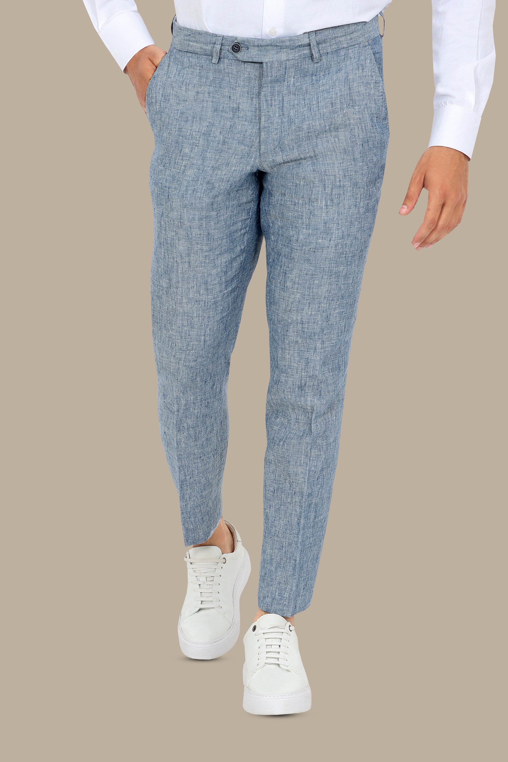 Blue Linen Breeze: Stylish Pants Collection