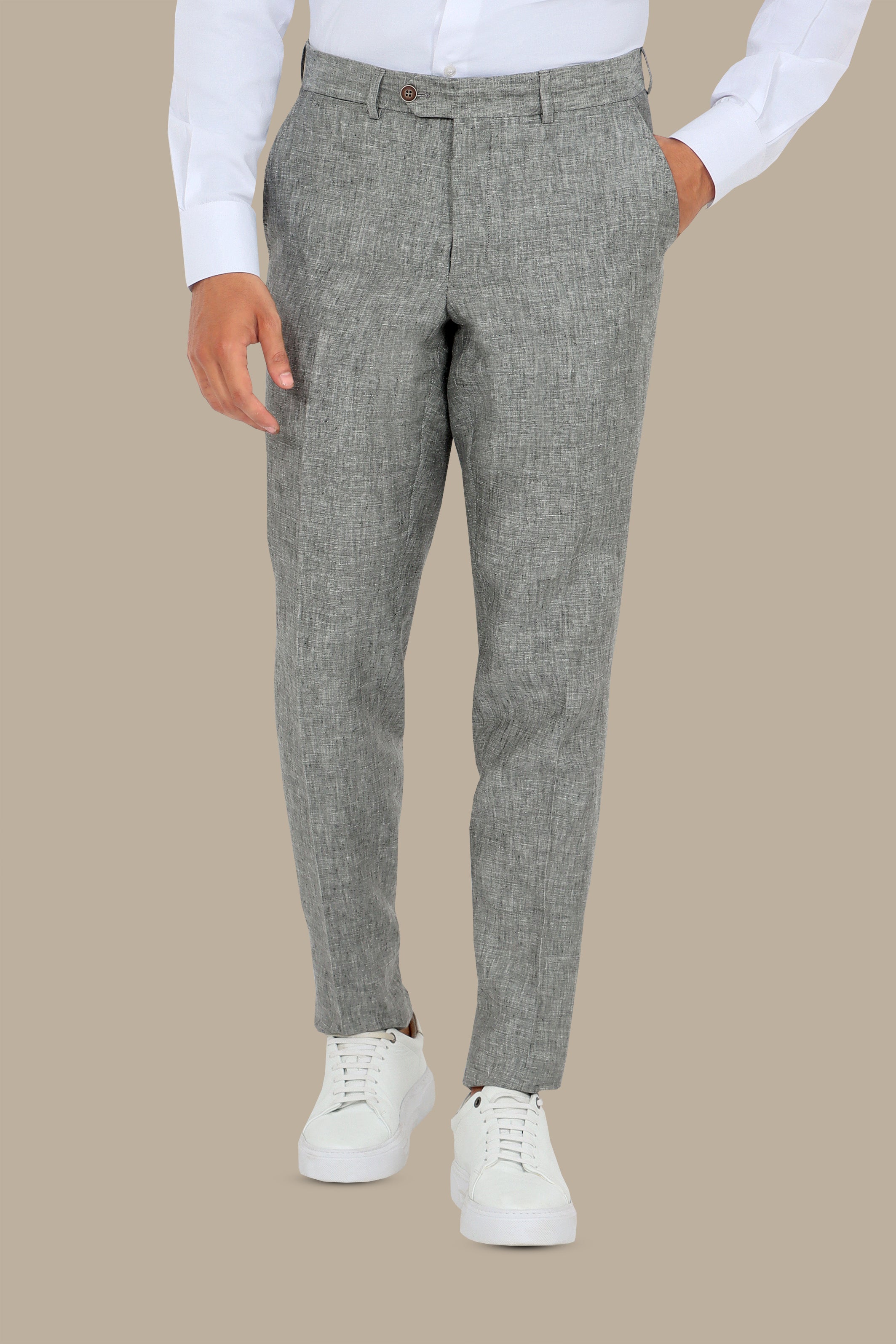 Grey Linen Elegance: Stylish Pants Collection