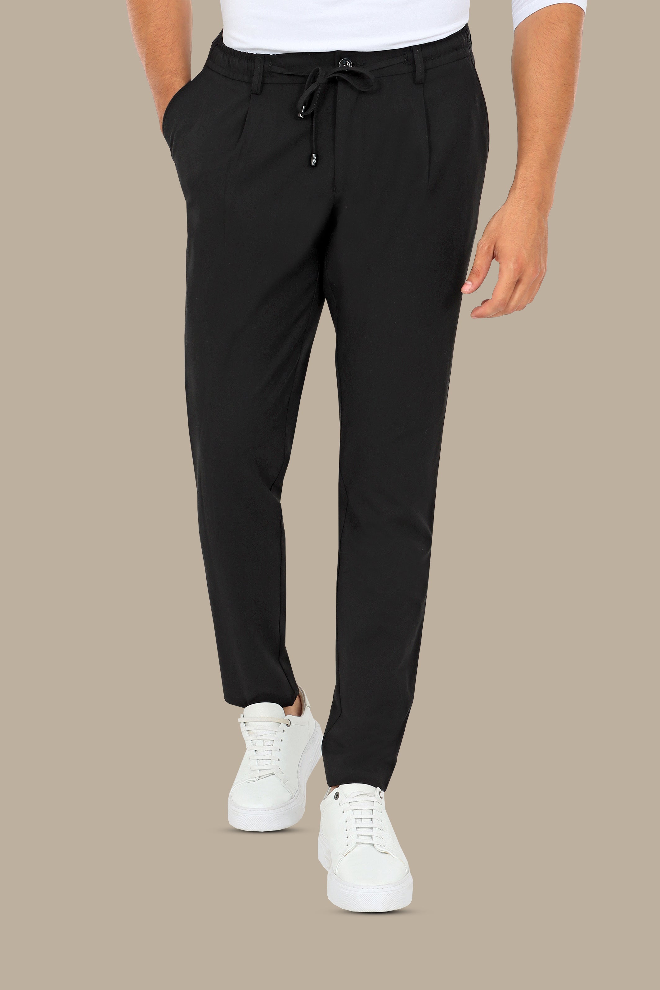 Black Parachute Pants with Elastic Waistband