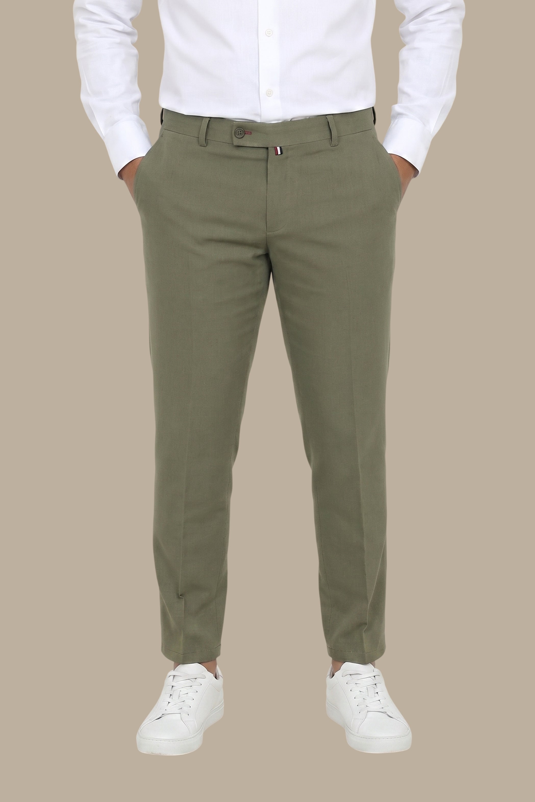 Khaki Classic Plain Pants