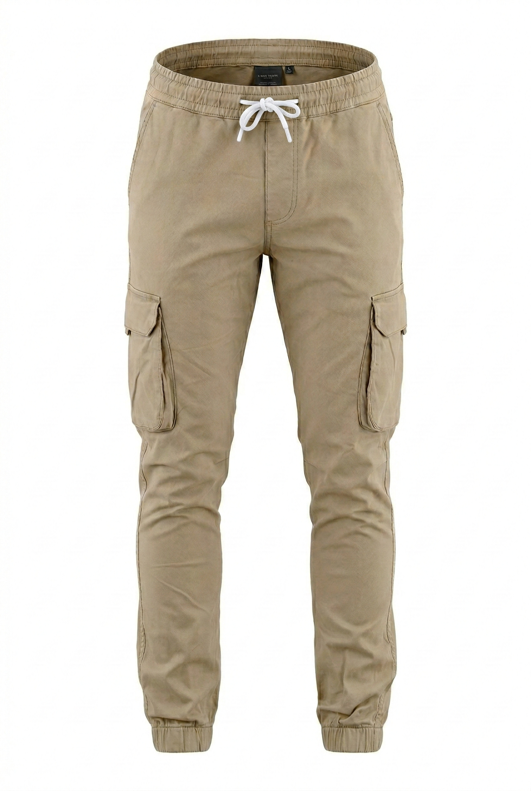 City Sand: Beige Cargo Pants with Band