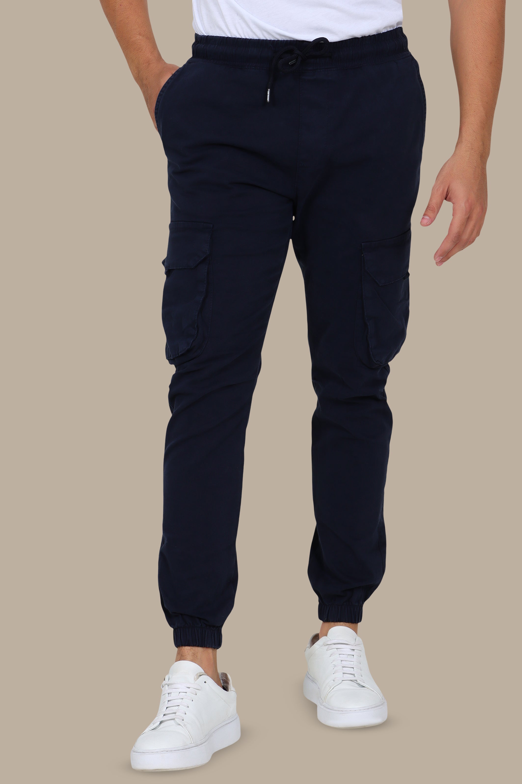 Dark Navy Cargo Pant with Band