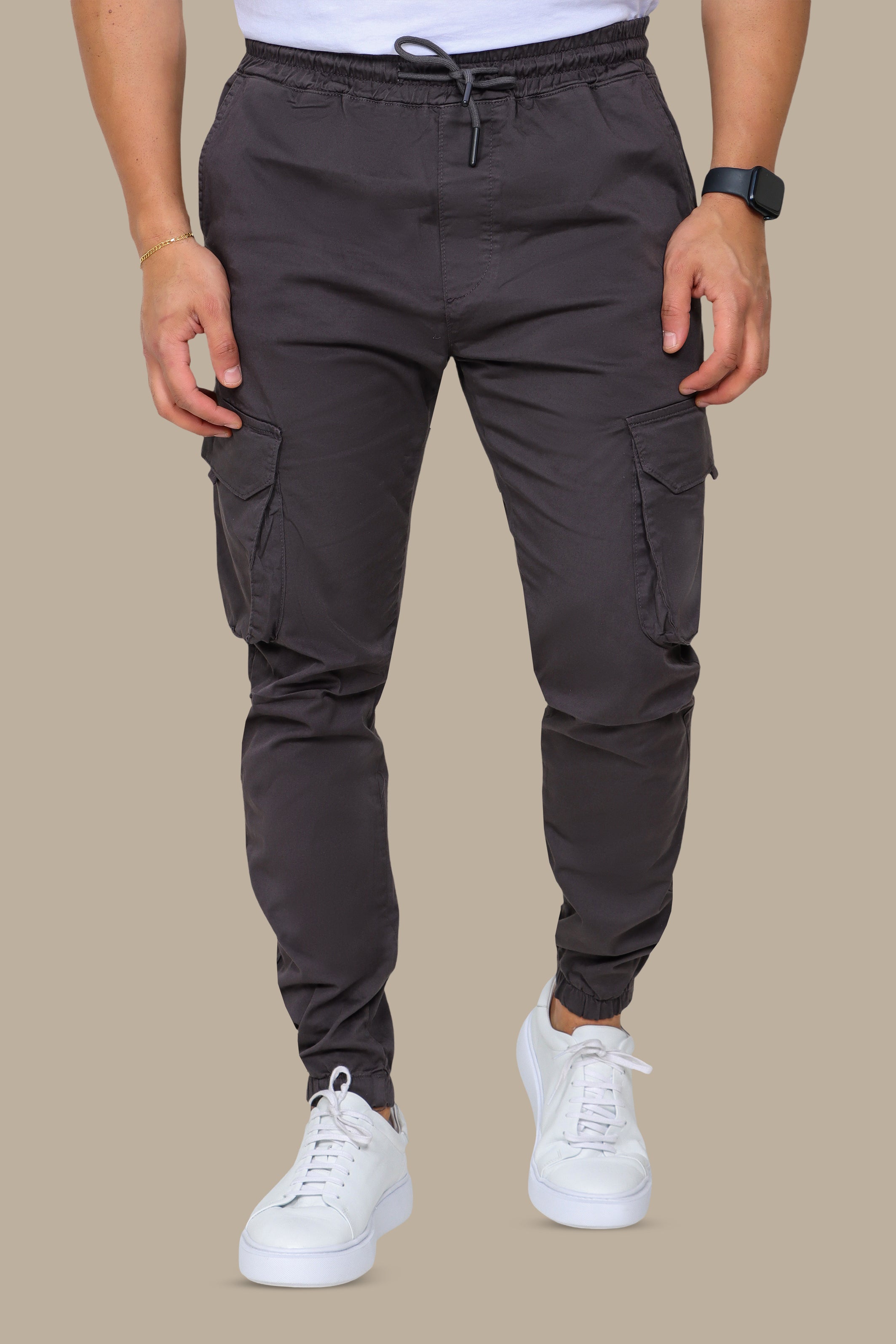 Dark Grey Banded Cargo Pant