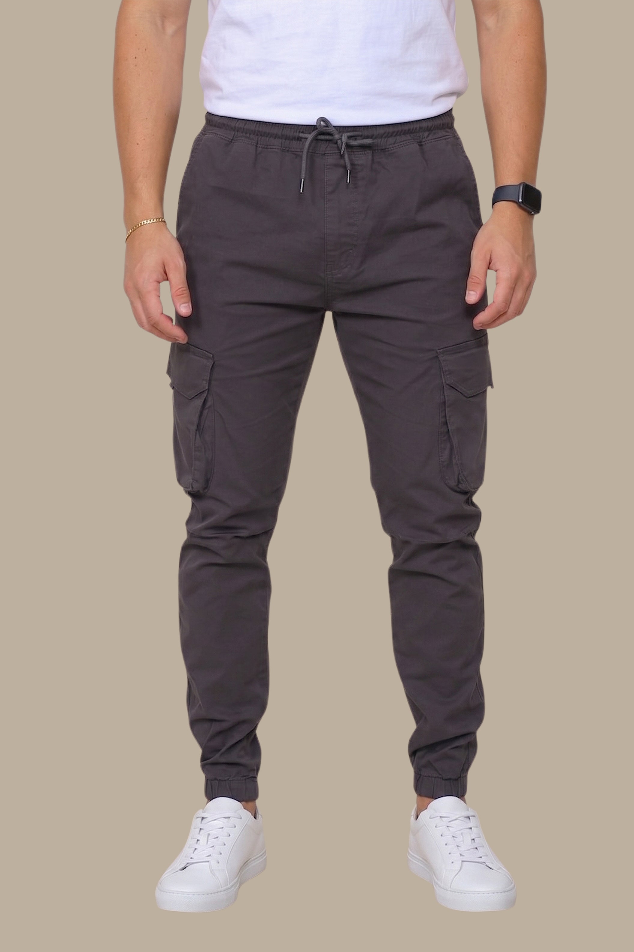 Dark Grey Banded Cargo Pant