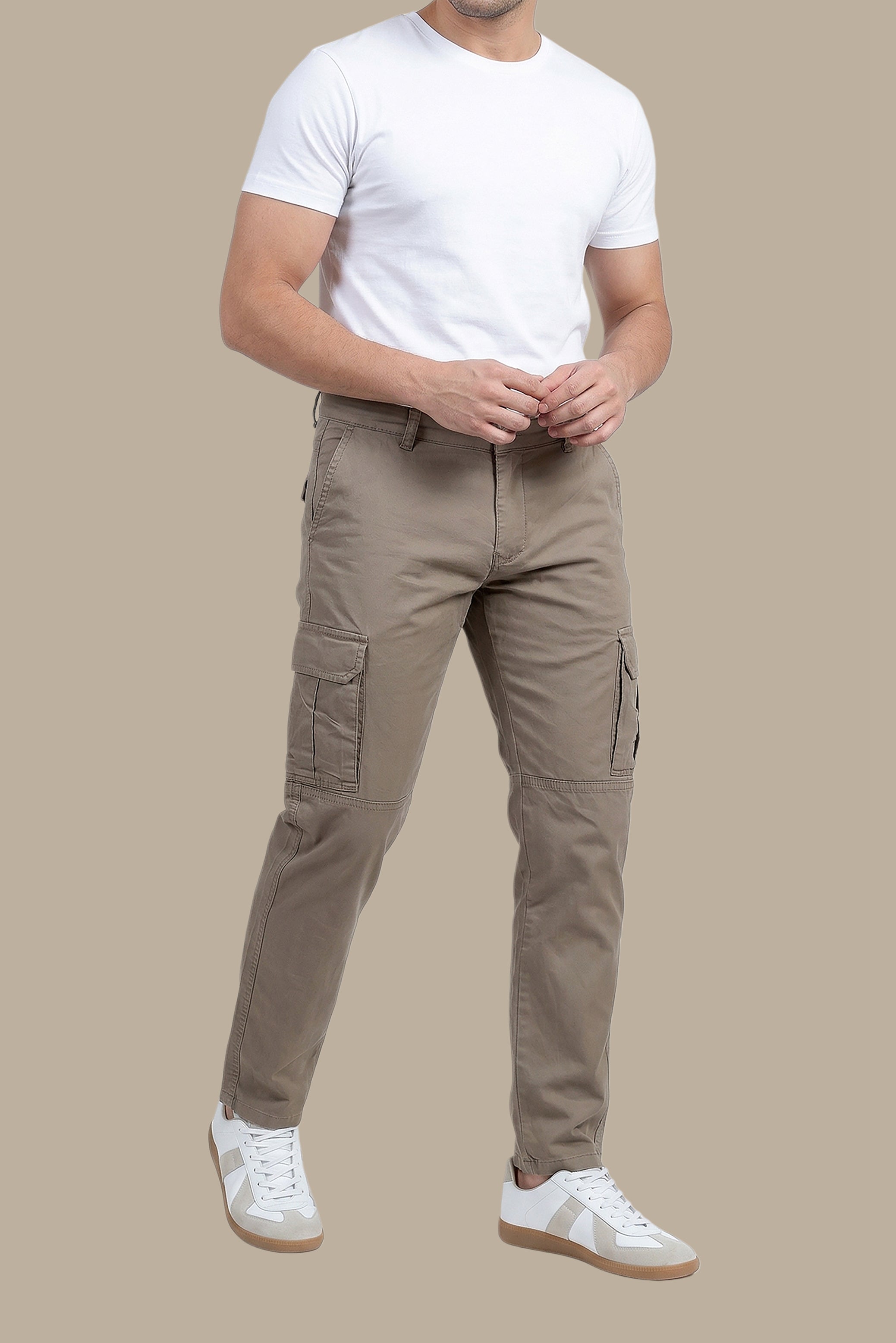 Desert Drift: Beige Regular Cargo Pants