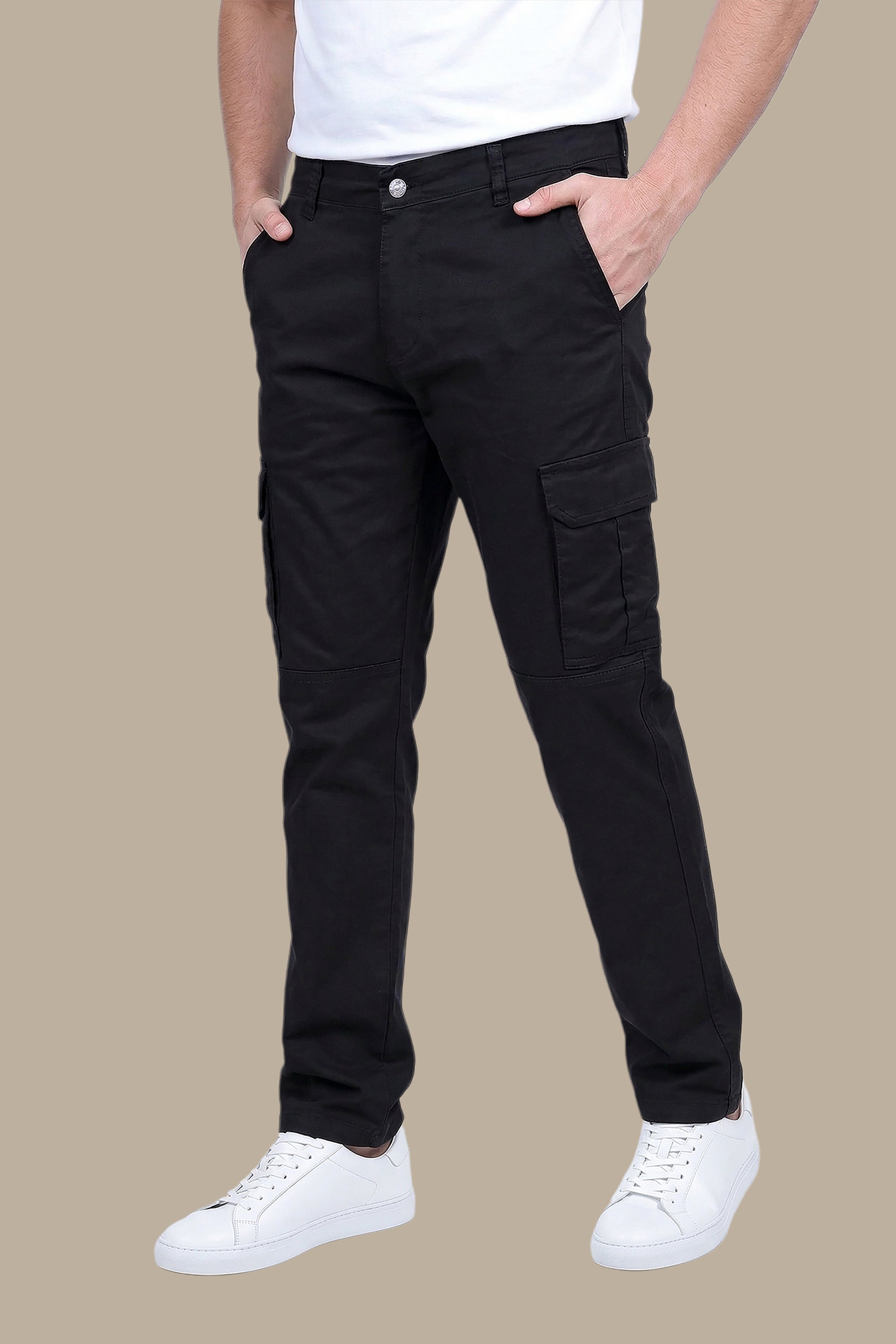Urban Utility: Black Regular Cargo Pants