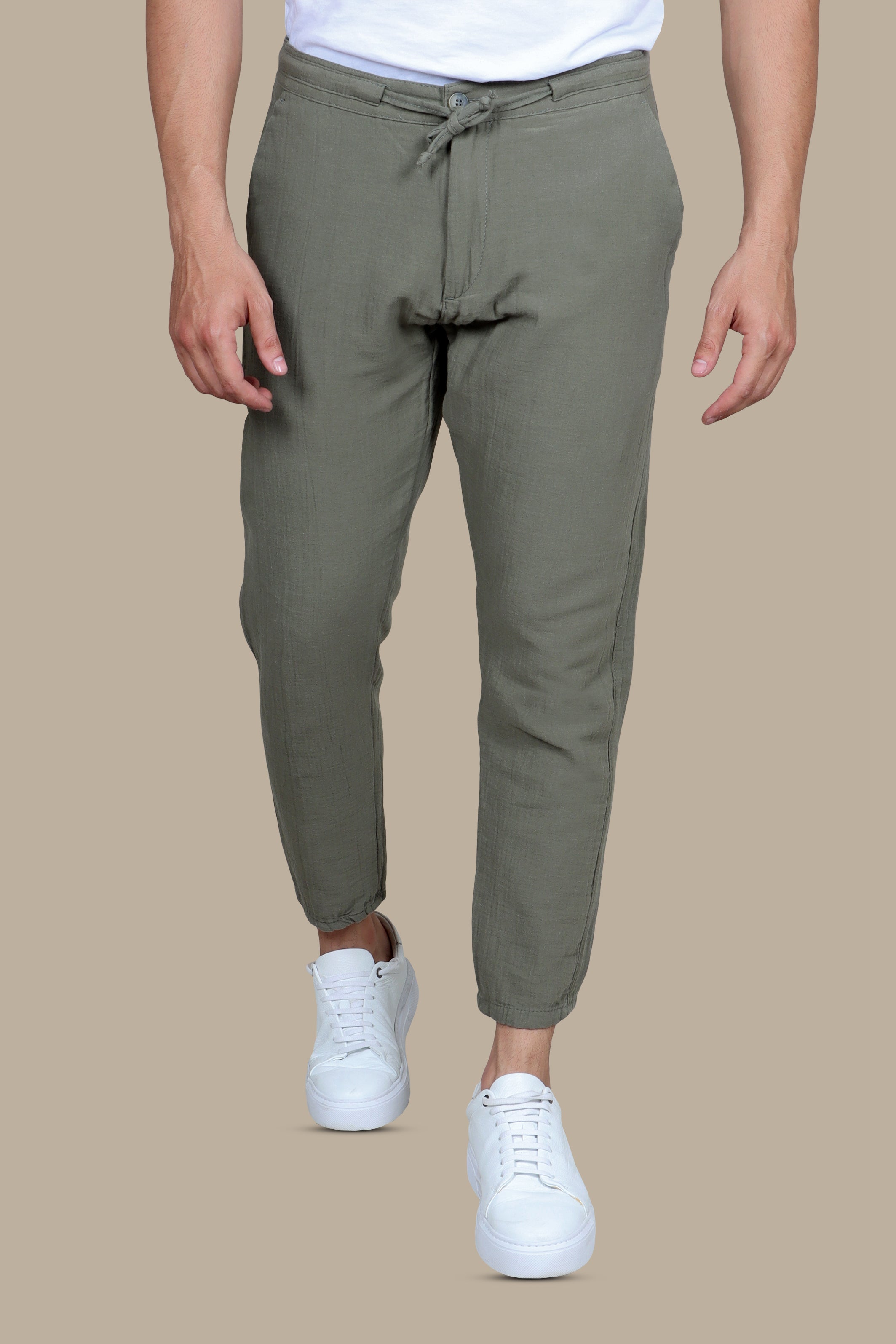 Safari Sands: Khaki Linen Basic Pants