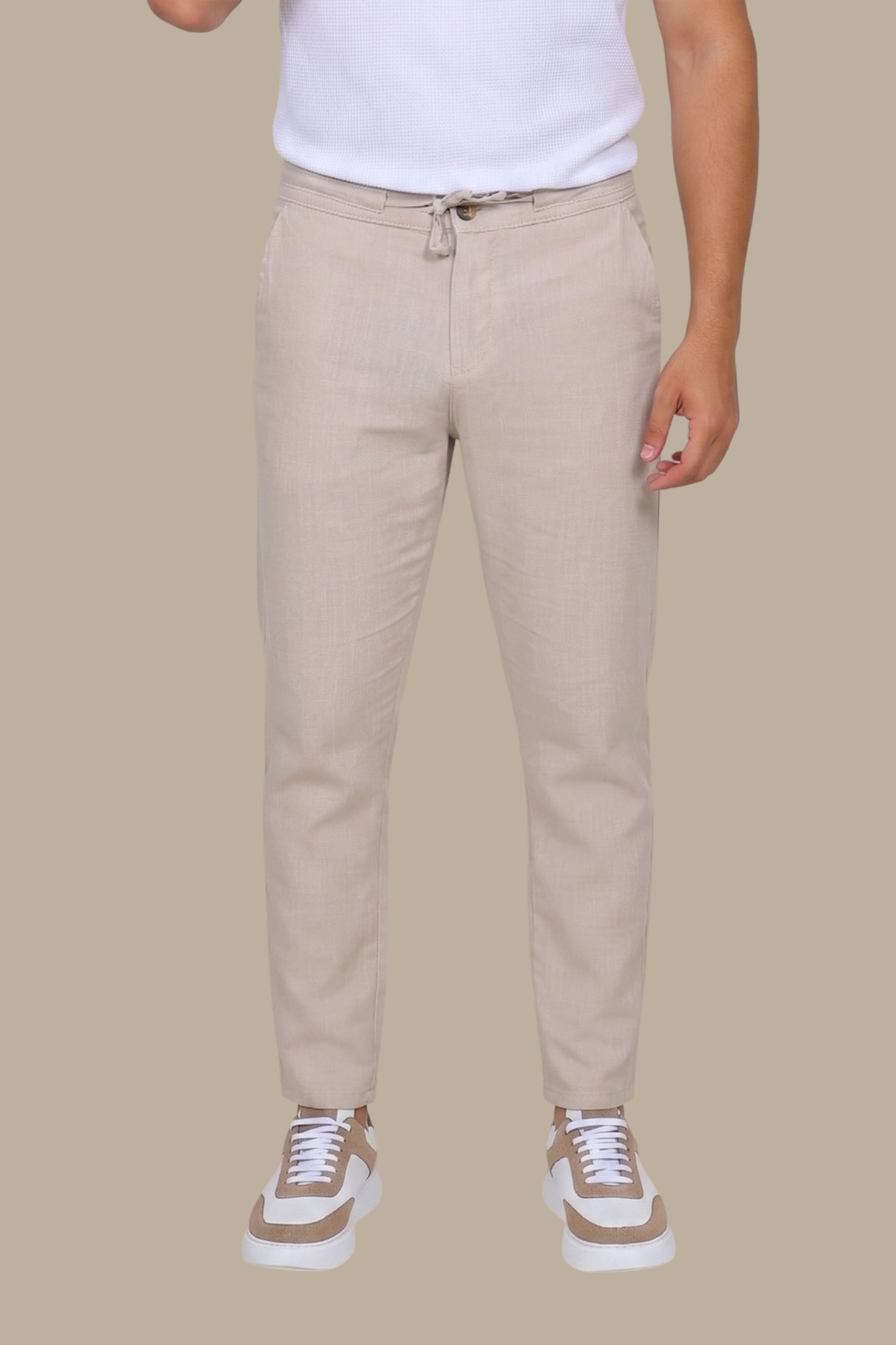 Greige Fil-à-Fil Linen Pants
