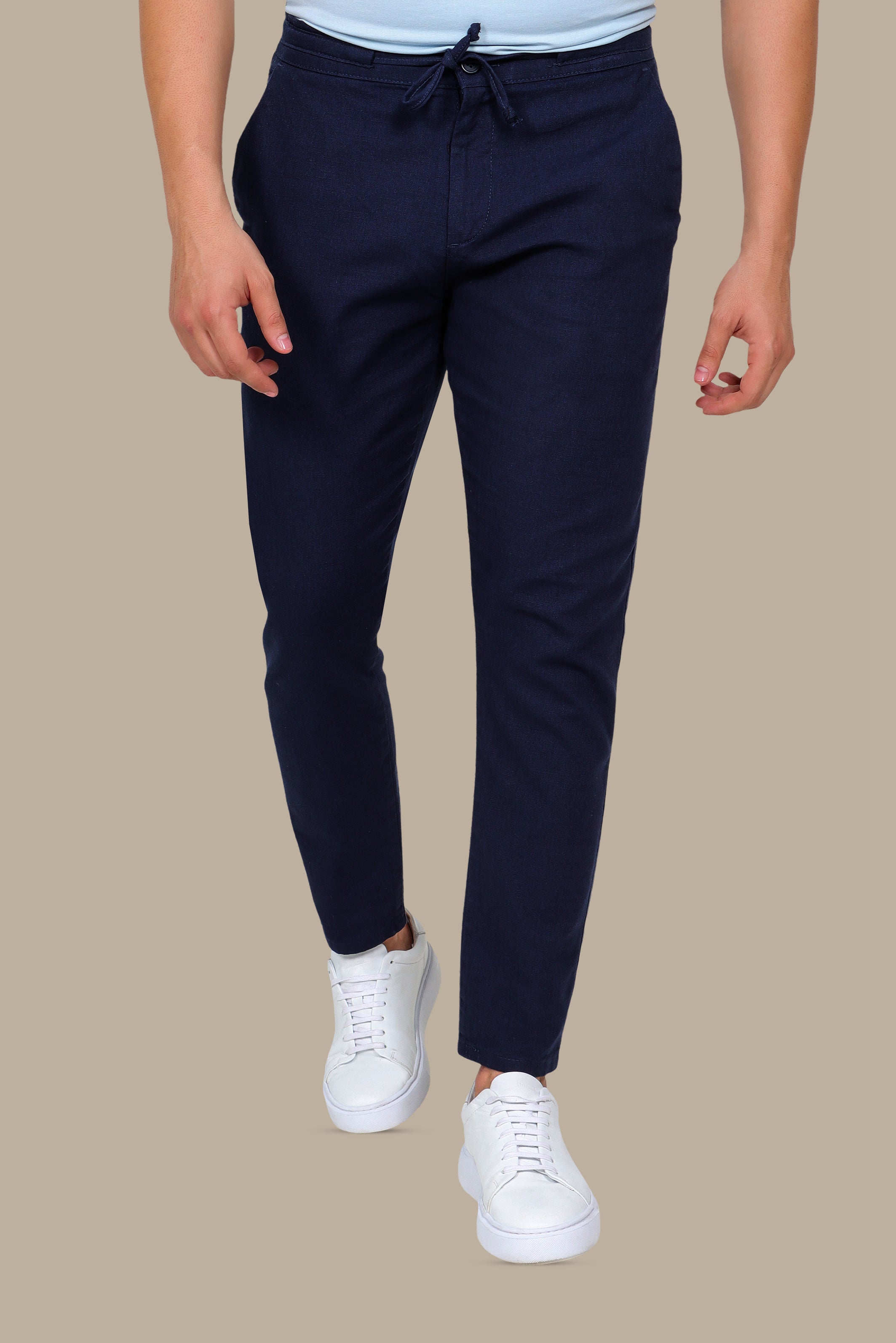 Navy Linen Fil A Fil Pants