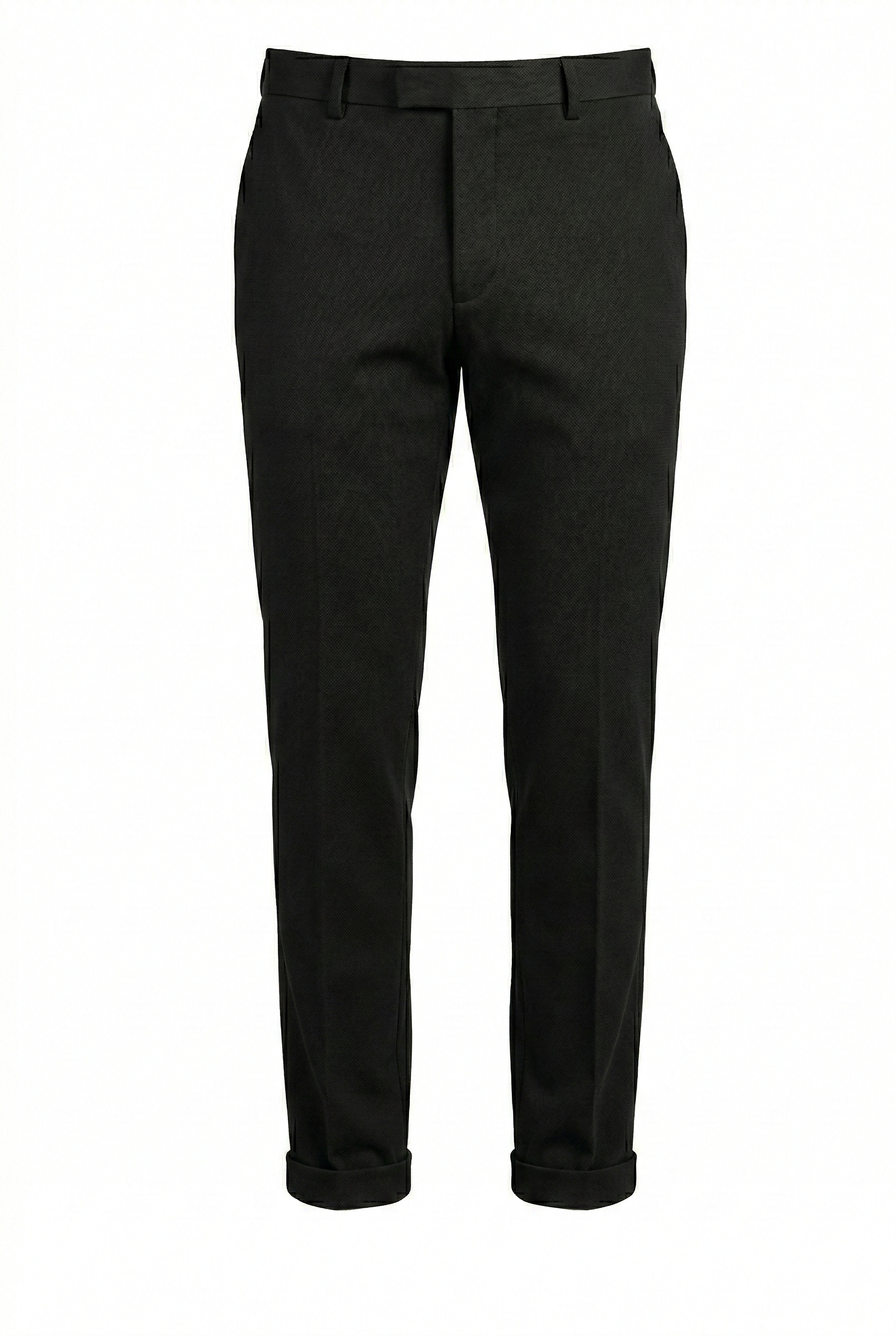 Black Structured Lycra Comfort Trousers