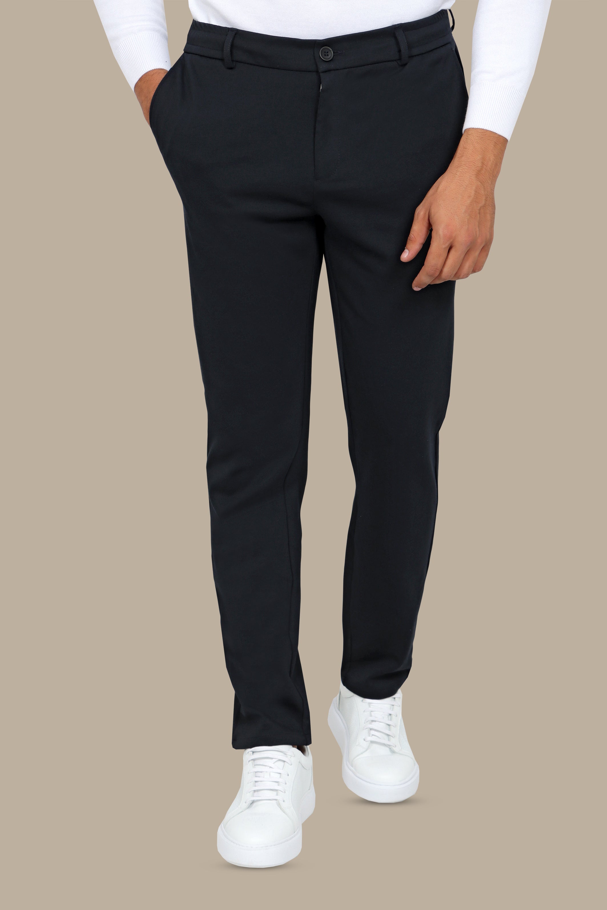 Navy Basic Jogger Pants with Ribbon