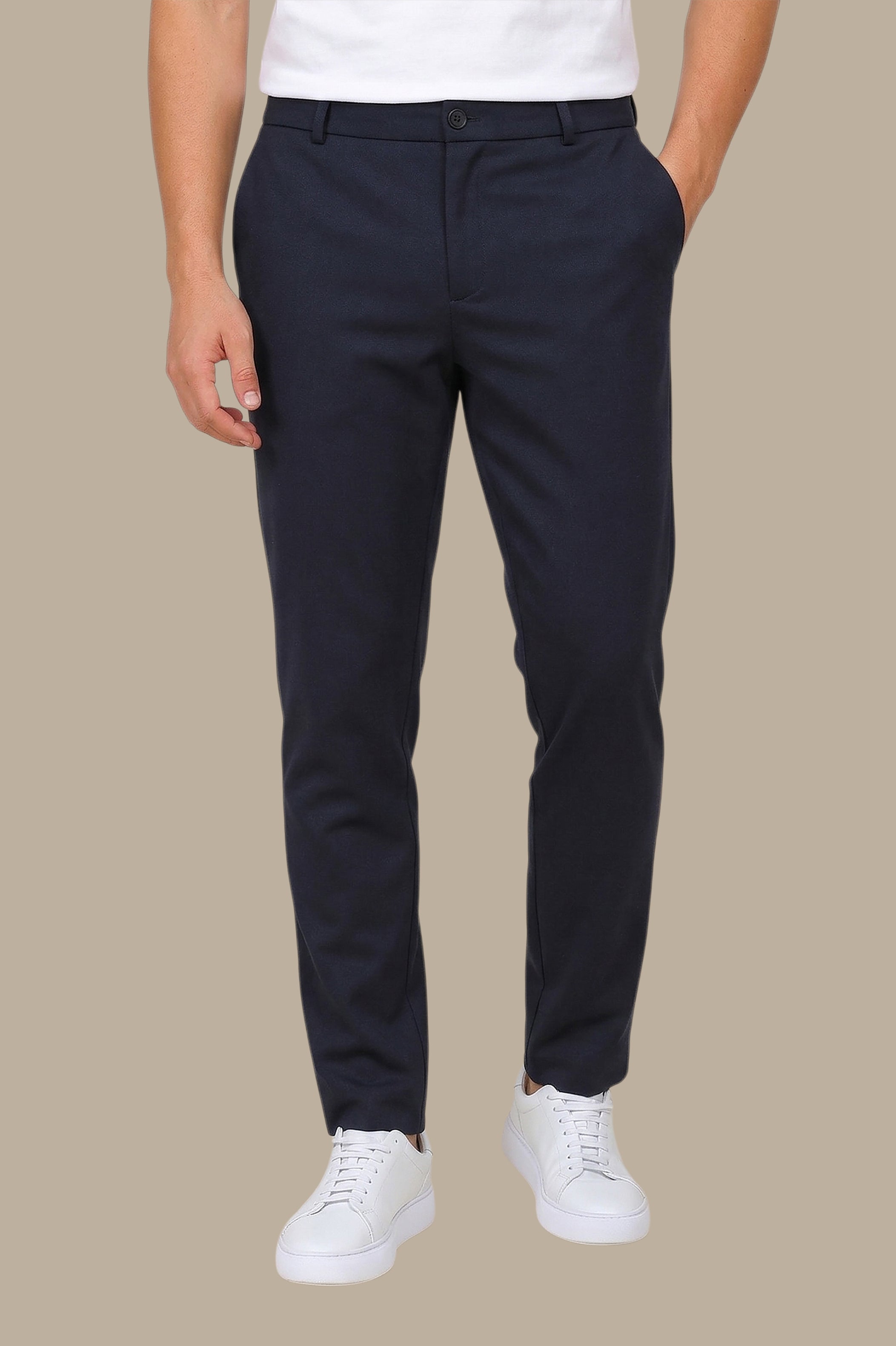 Navy Basic Jogger Pants with Ribbon