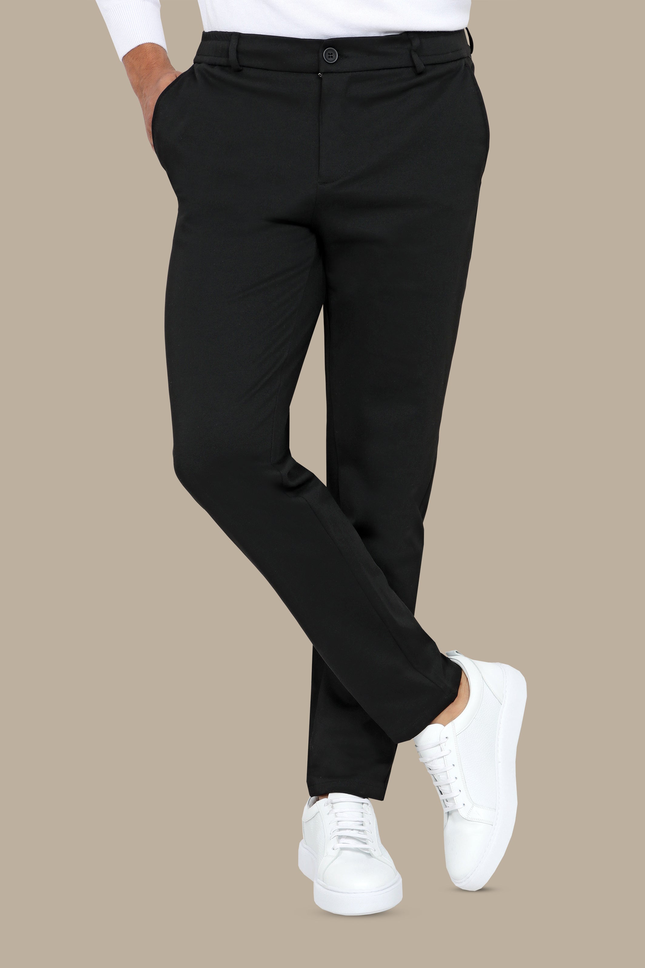 Black Basic Jogger Pants with Ribbon