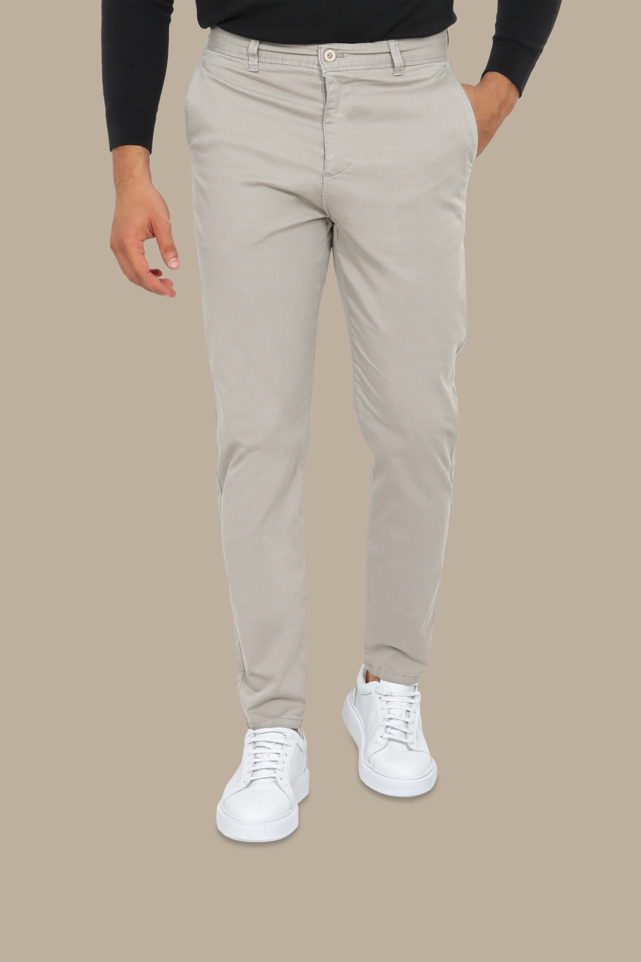 Light Beige Plain Chinos