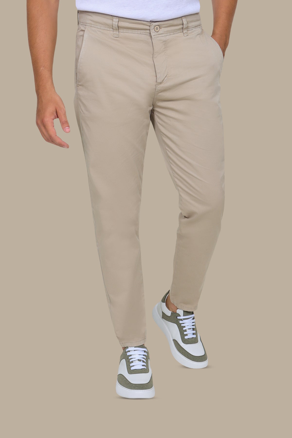 Light Beige Chino Plain Pants
