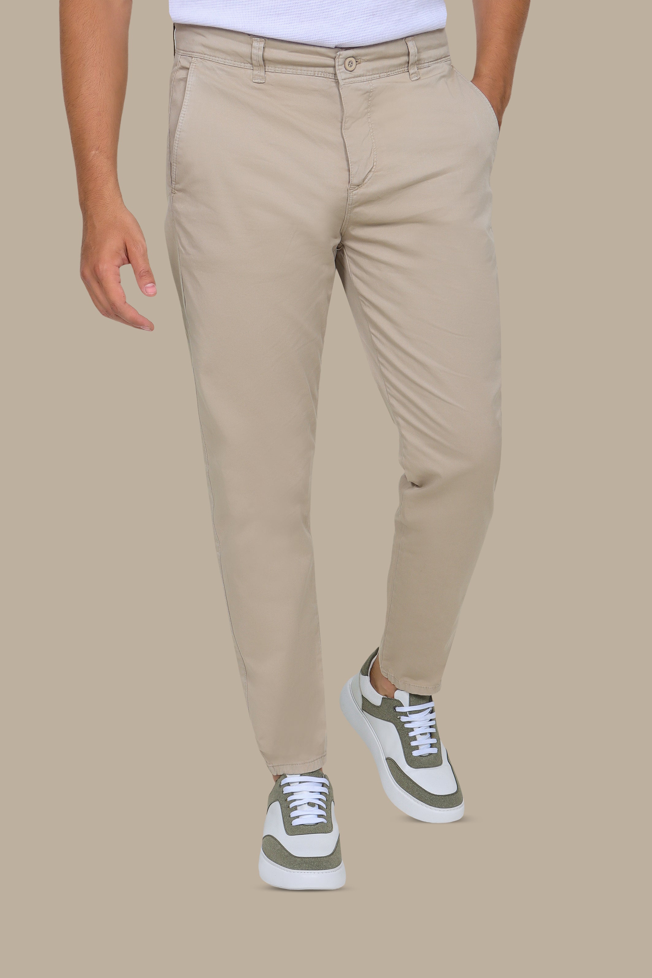 Light Beige Plain Chinos