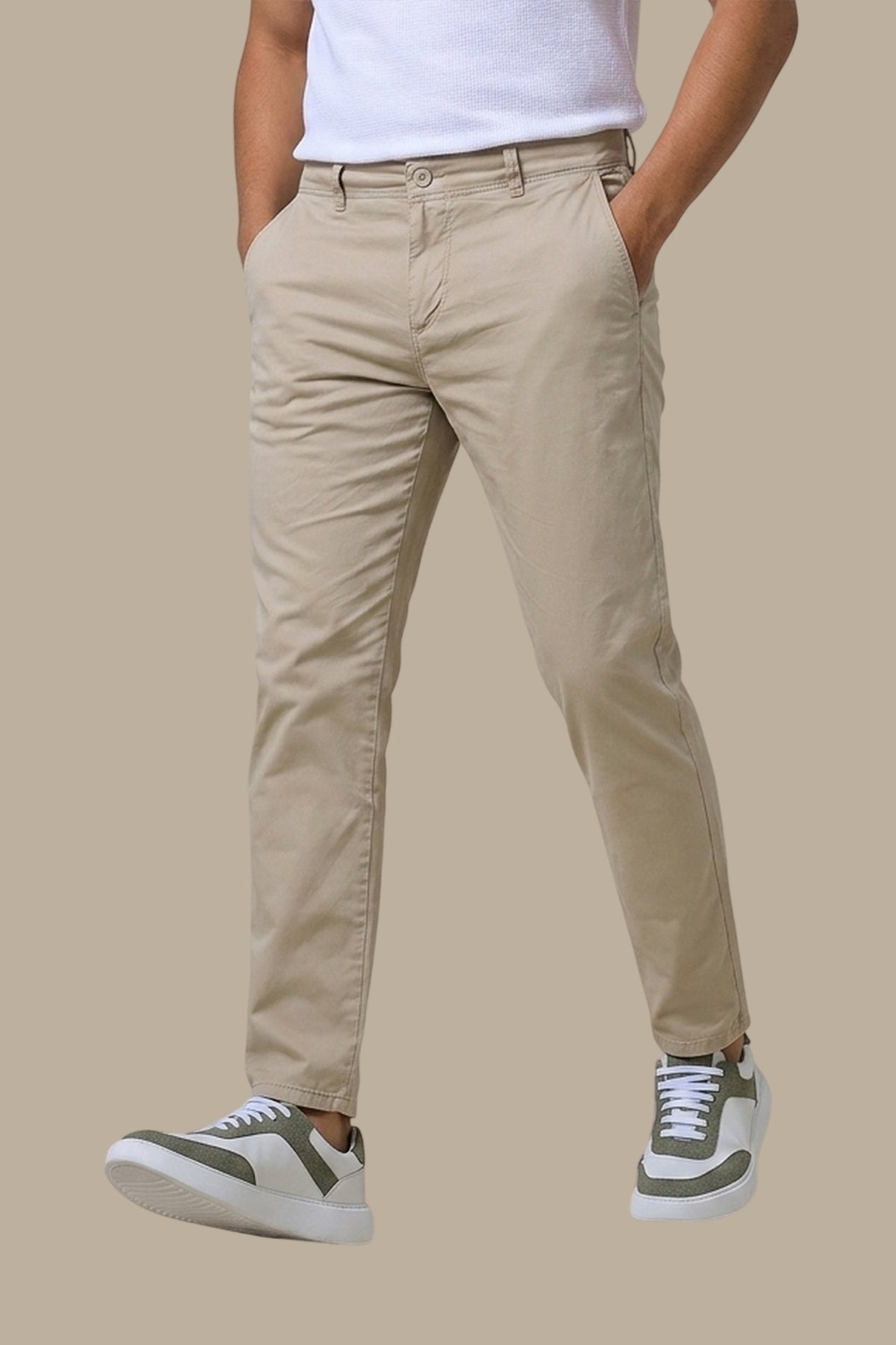 Light Beige Chino Plain Pants
