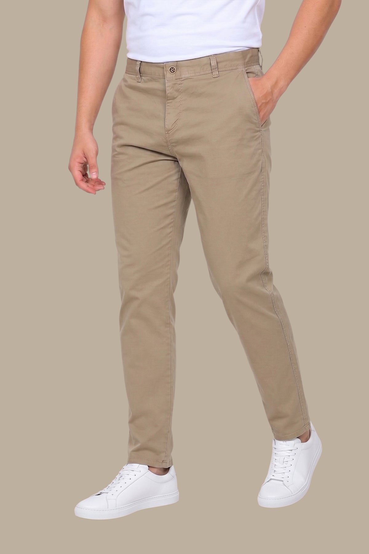 Dark Beige Chino Plain Pants