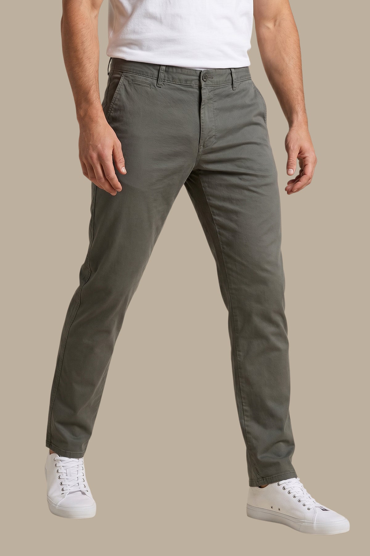 Olive Chino Plain Pants