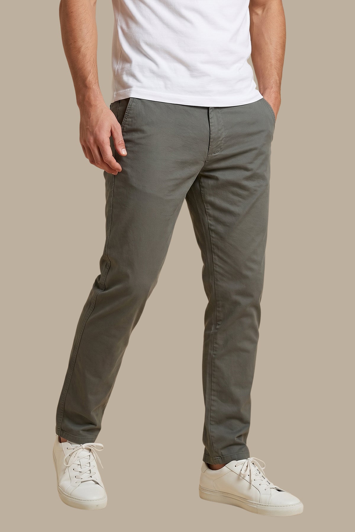 Olive Chino Plain Pants