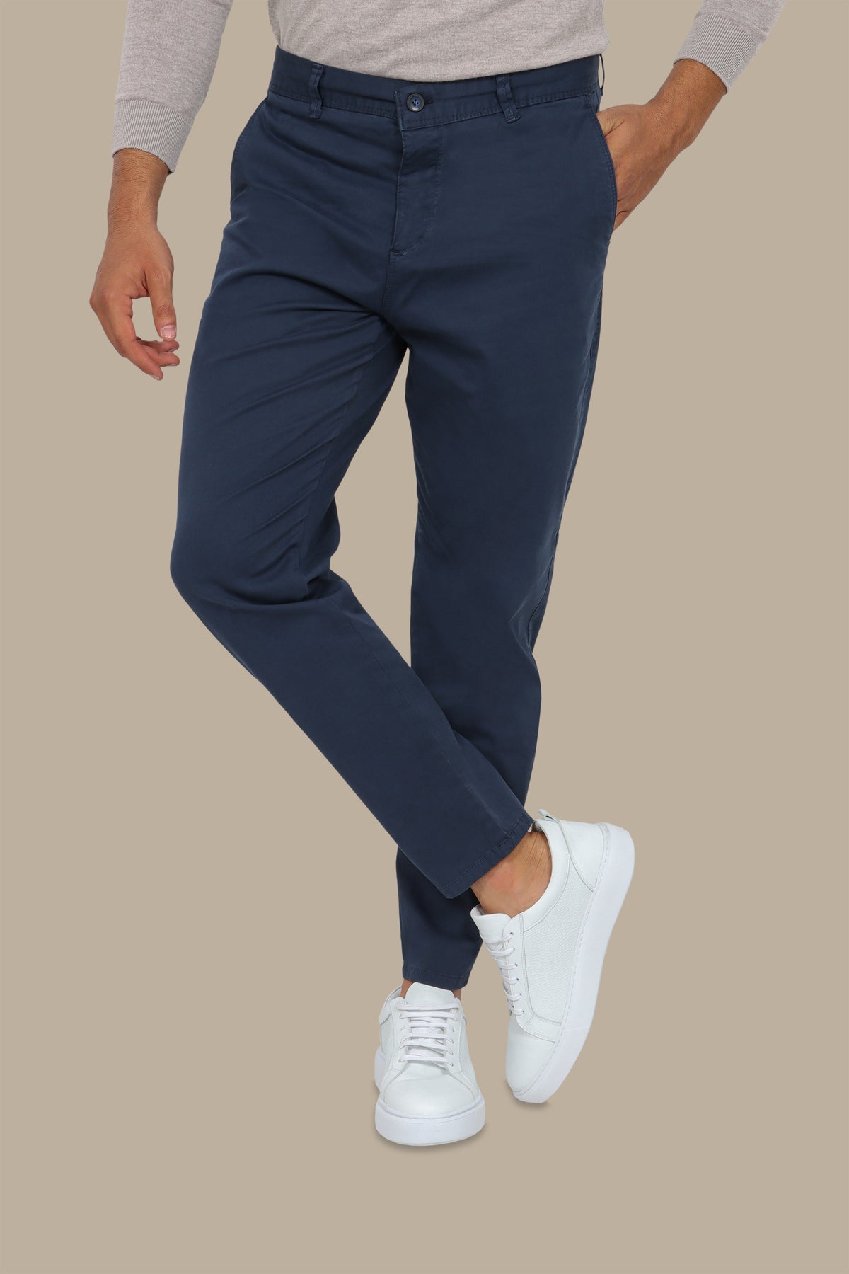 Blue Chino Plain Pants