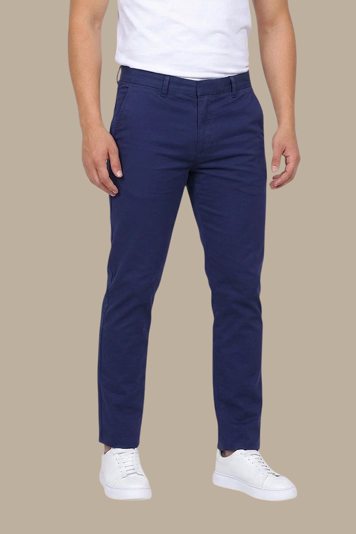 Navy Chino Plain Pants