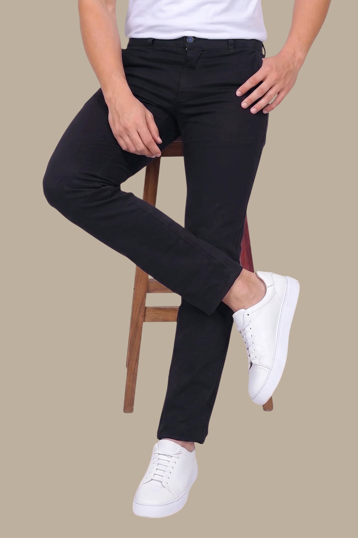 Dark Navy Chino Plain Pants