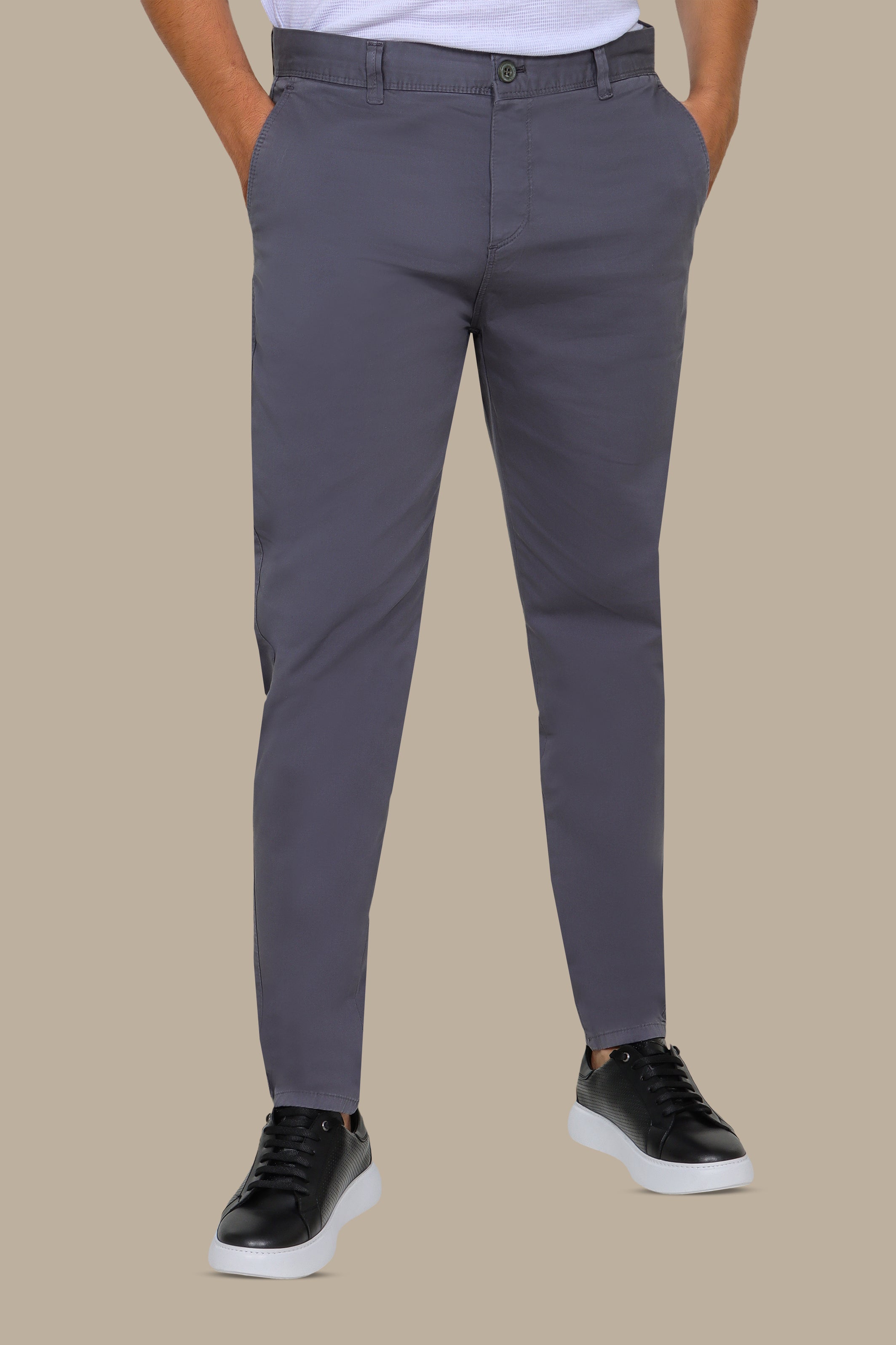 Grey Plain Chino Pants