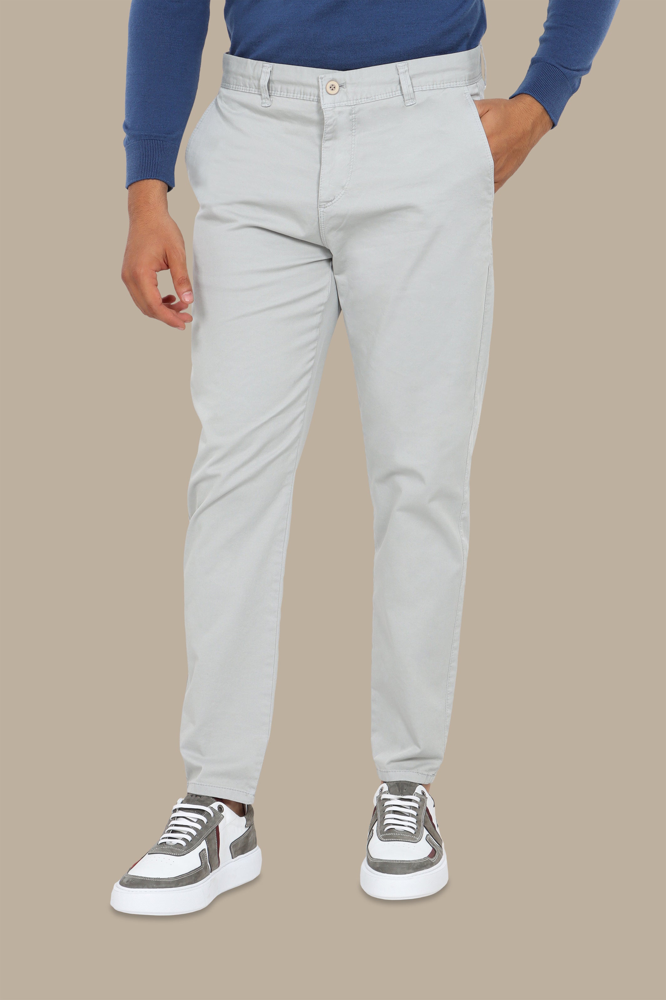 Light Grey Plain Chinos