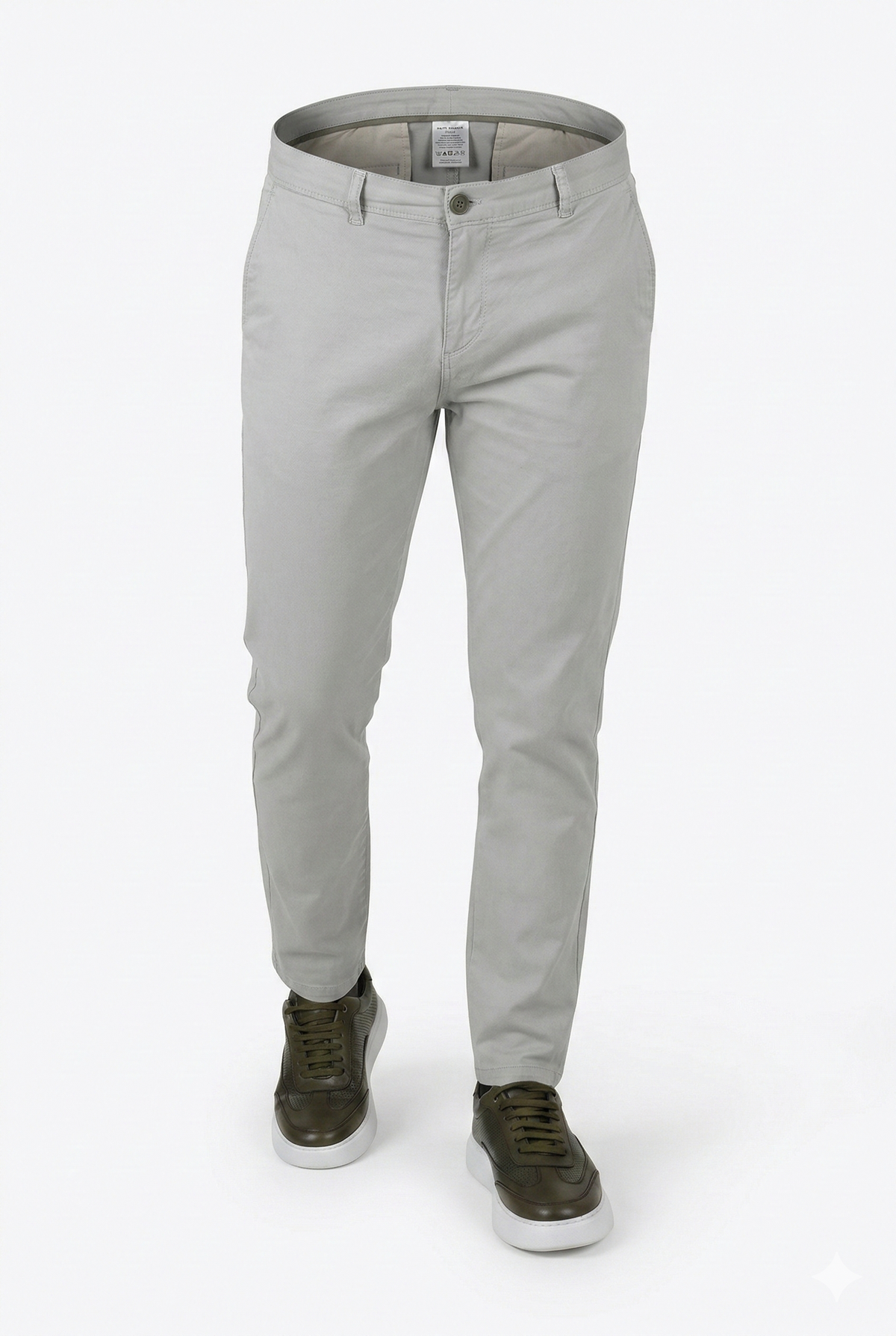 Light Grey Chino Plain Pants