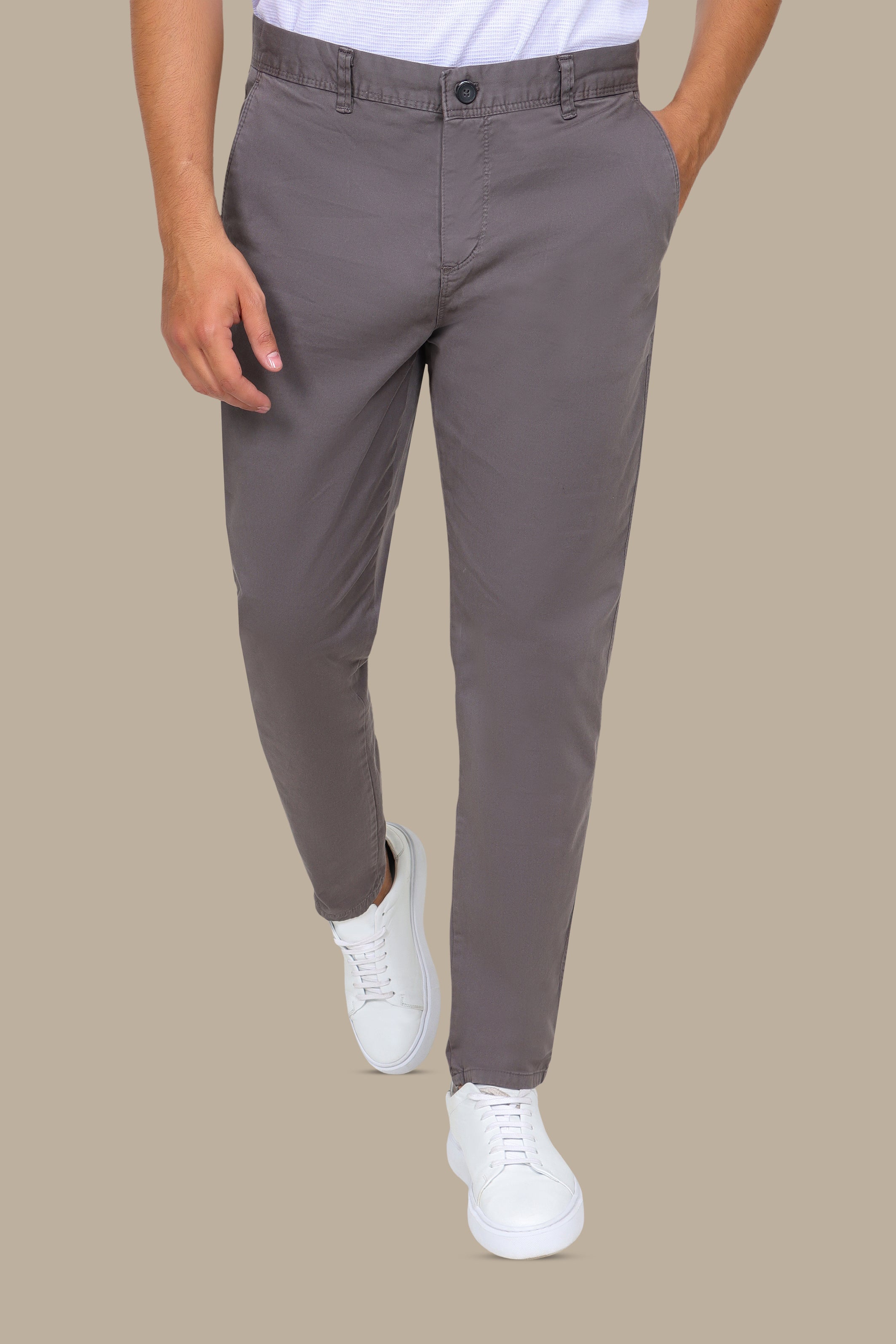 Dark Grey Plain Chino Pants