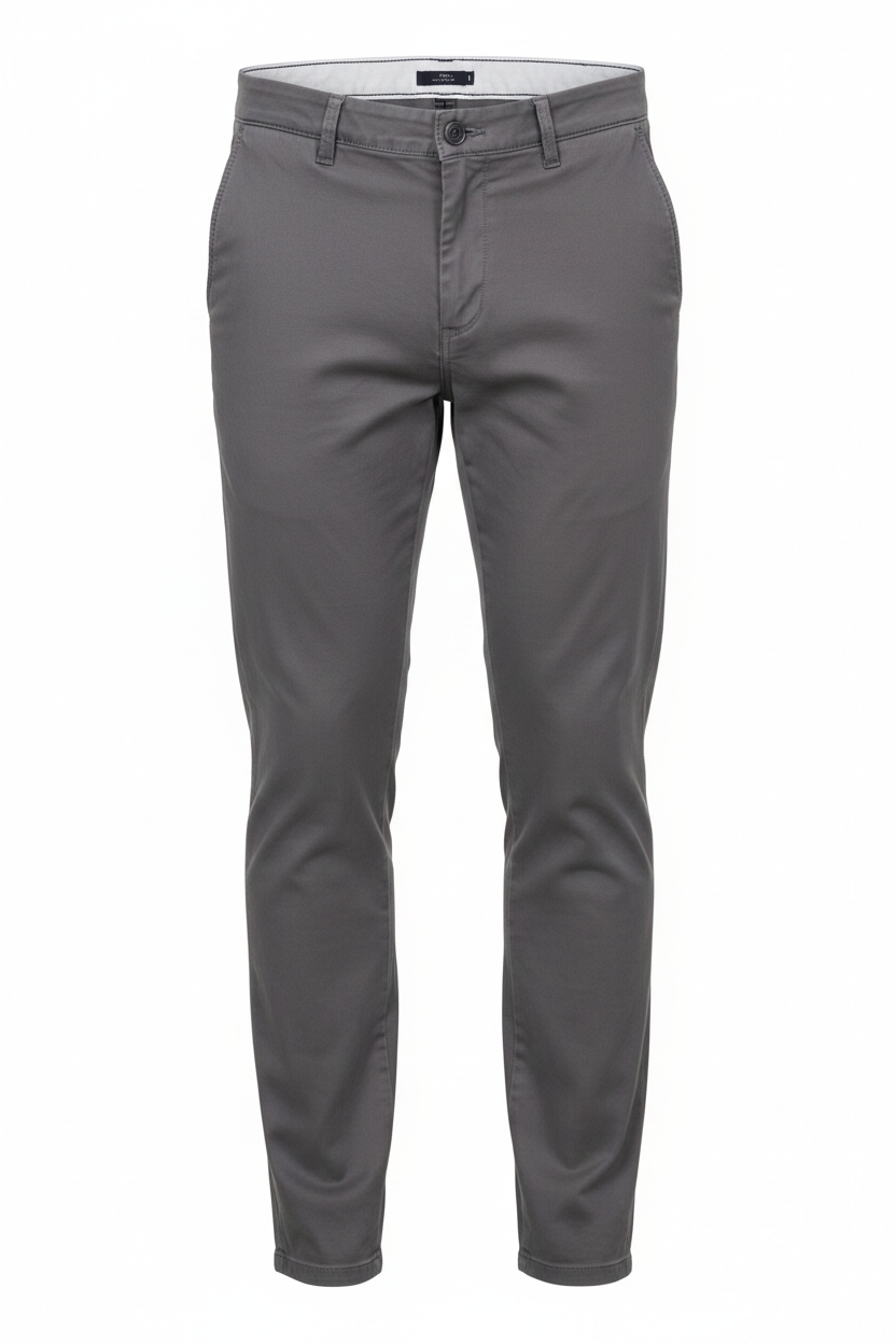 Dark Grey Plain Chino Pants