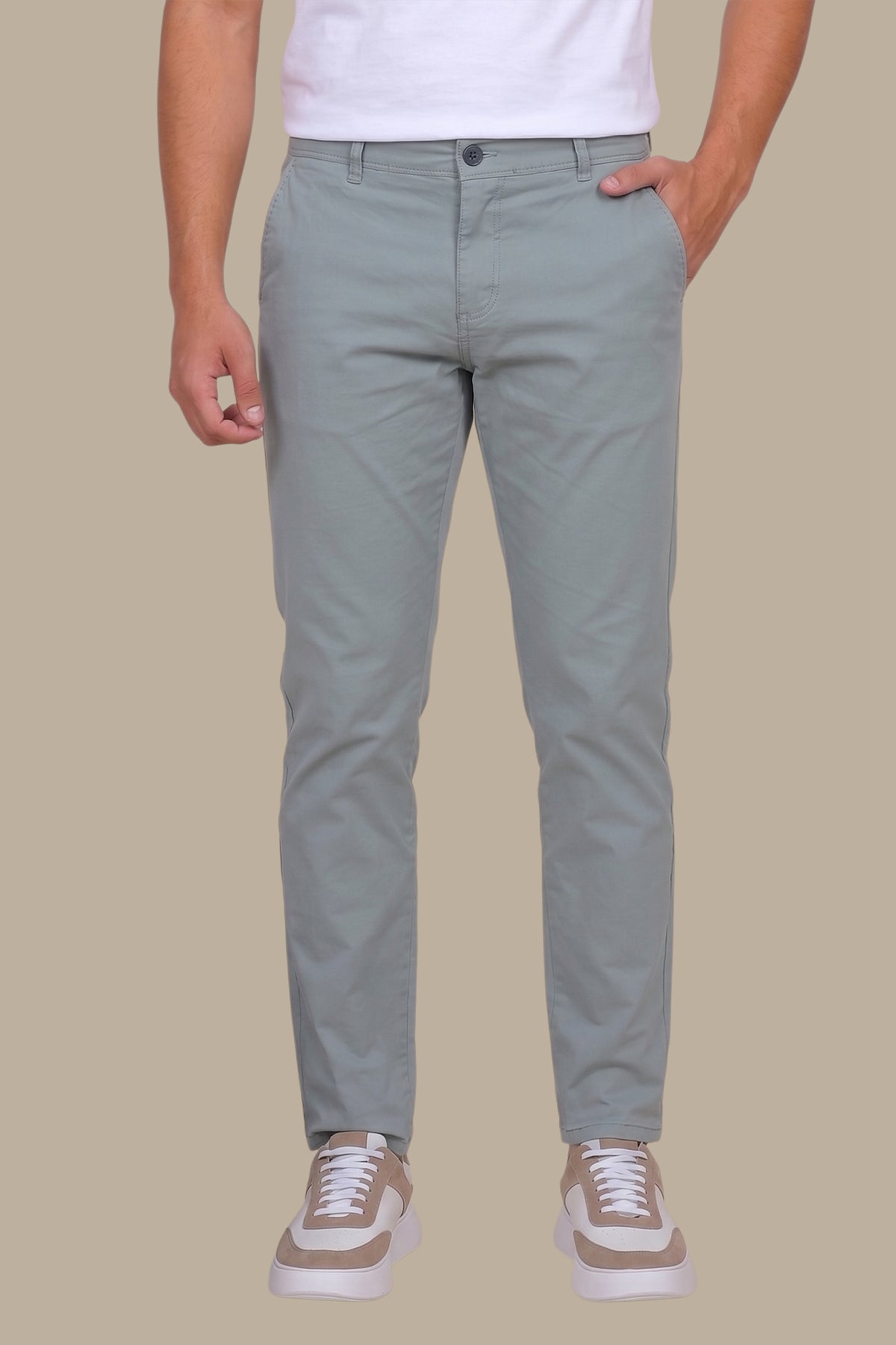 Light Petrol Chino Plain Pants