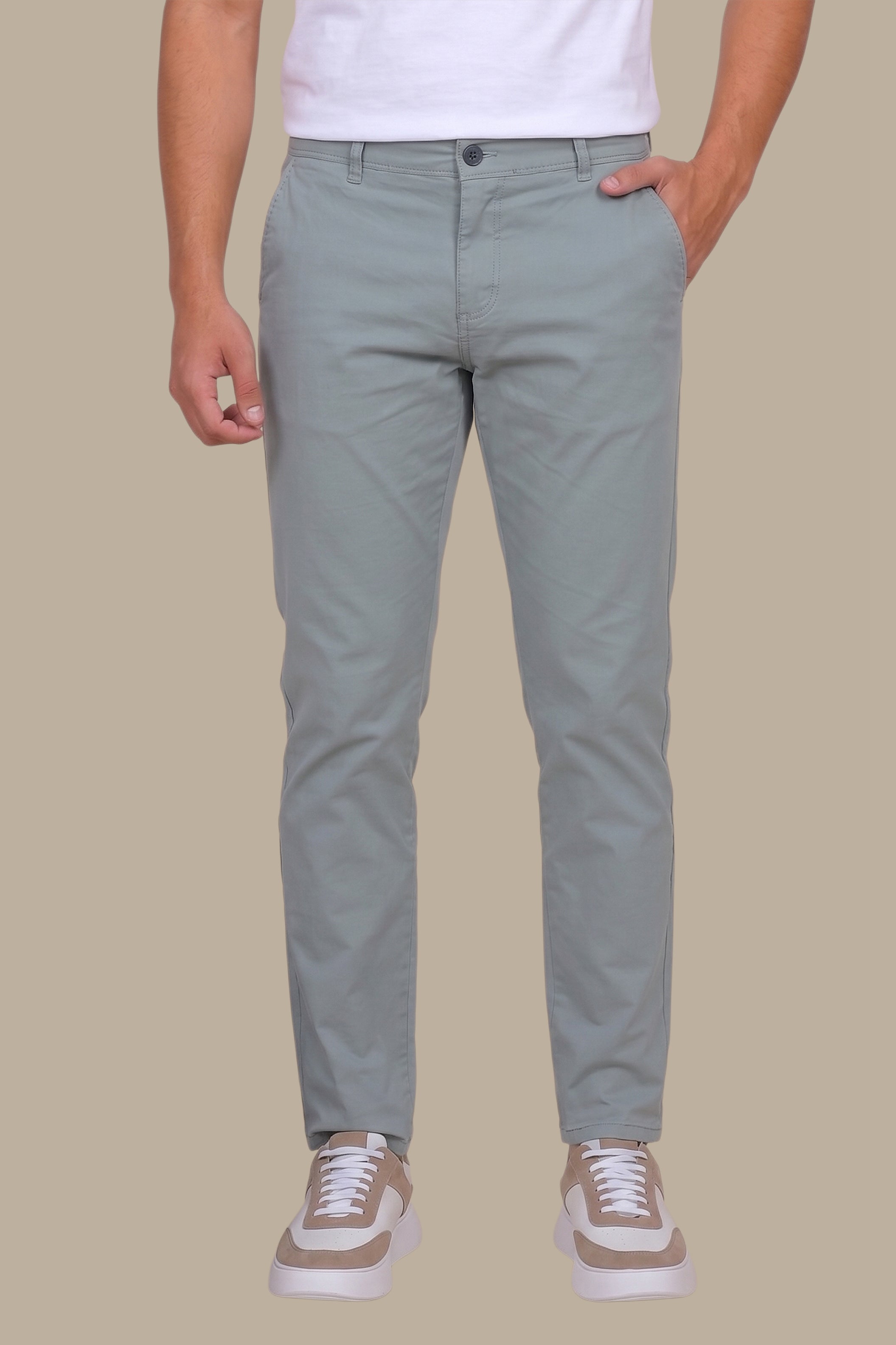 Light Petrol Plain Chinos