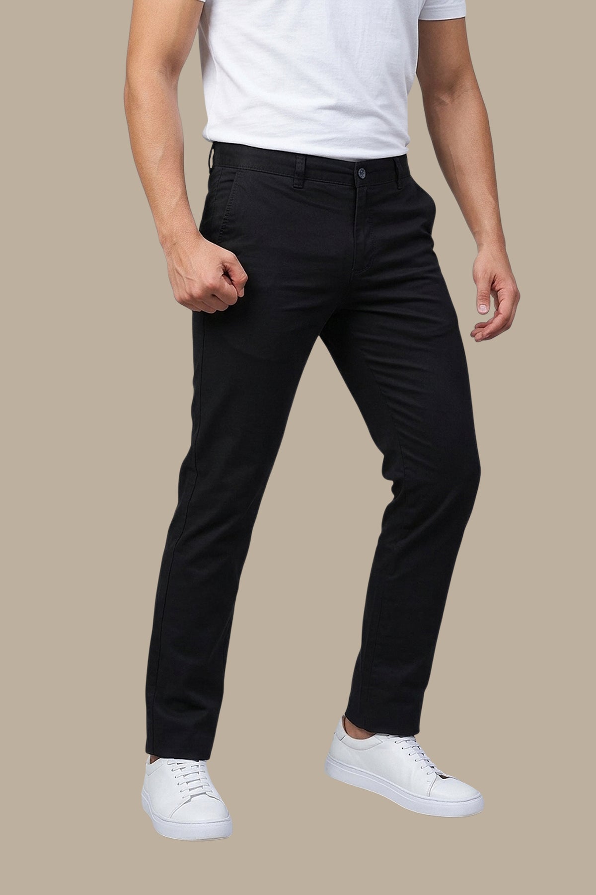 Black Chino Plain Pants