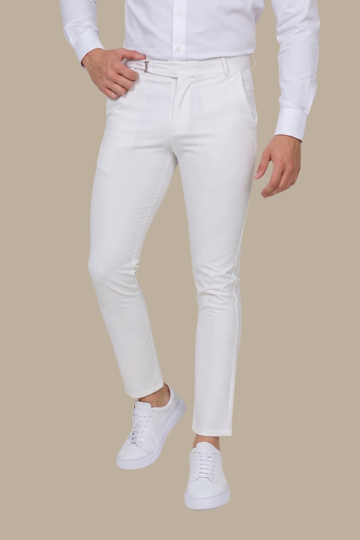 Slim Fit Pants with Side Button