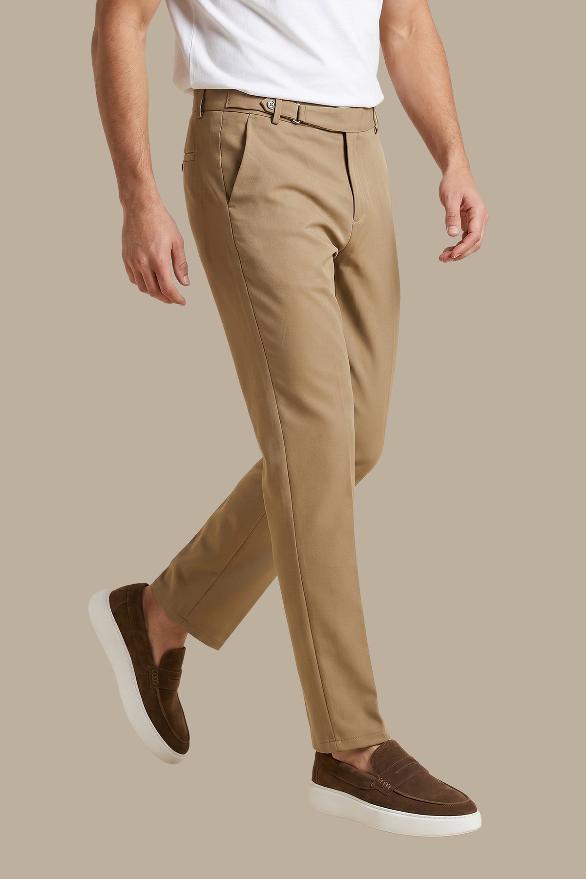 Slim Fit Pants with Side Button