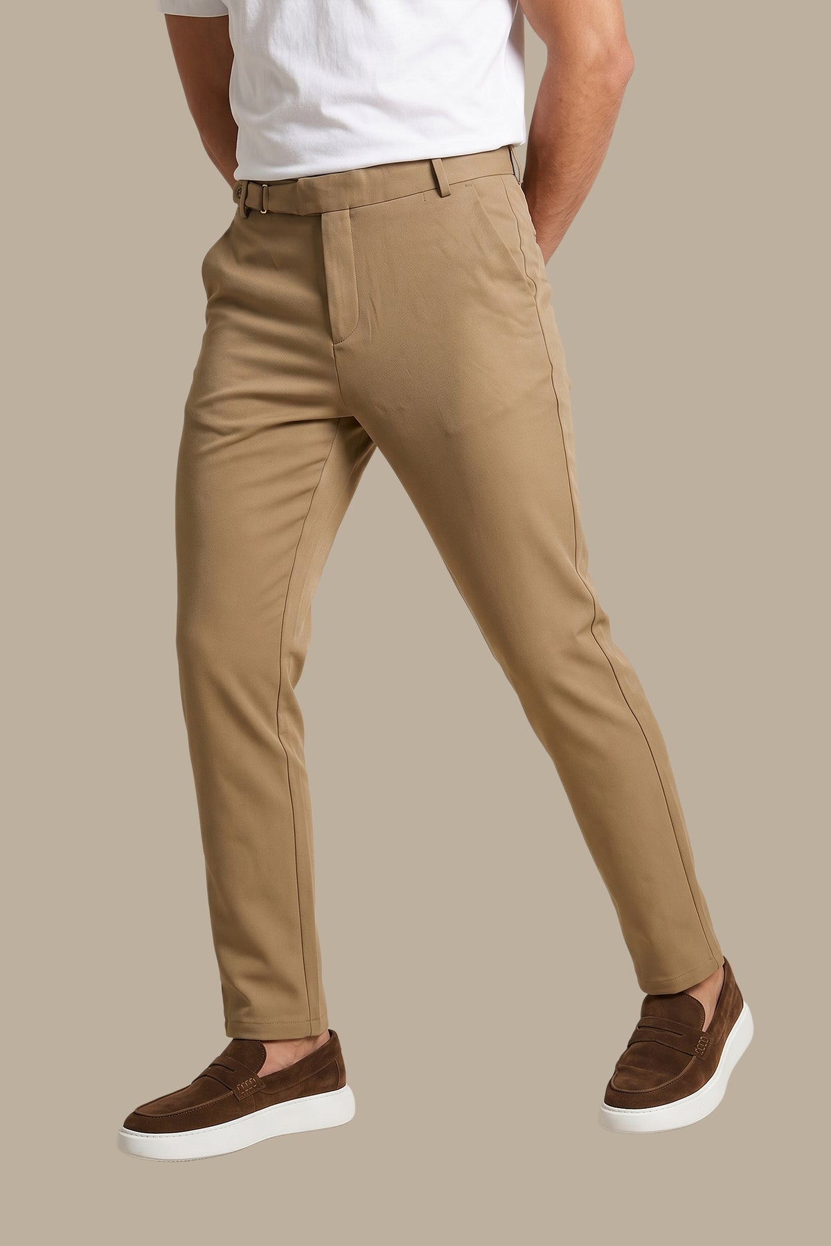 Slim Fit Pants with Side Button