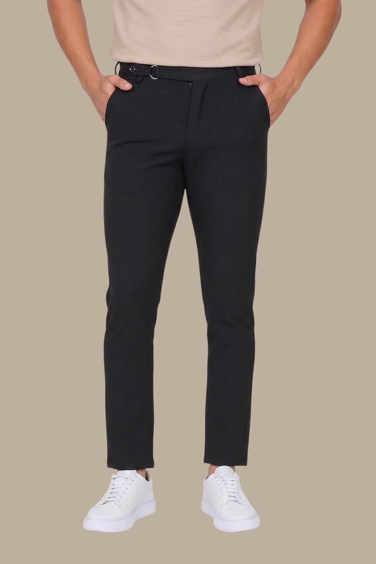 Slim Fit Pants with Side Button