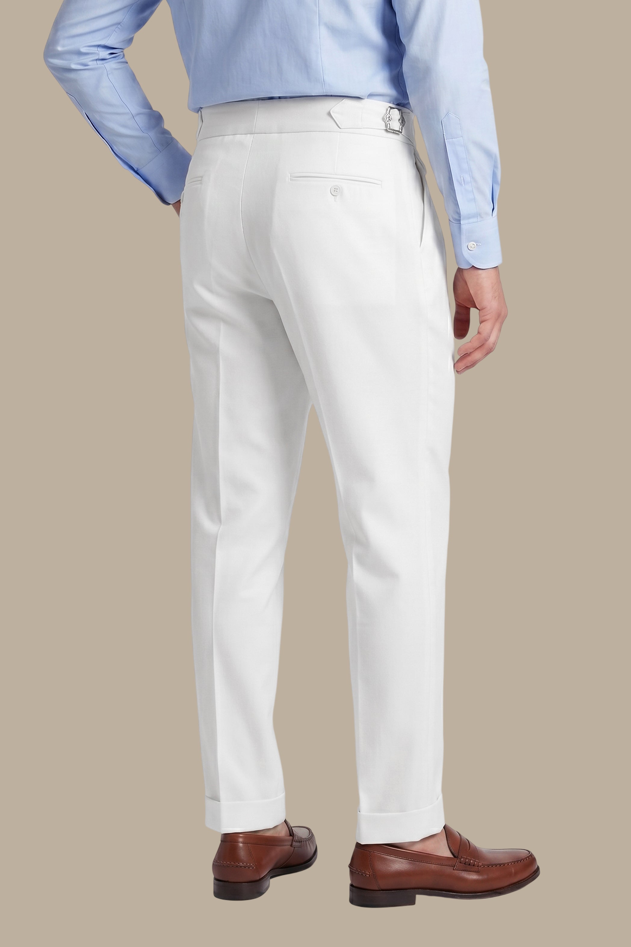 Pant Double Belt Side Buttons – White