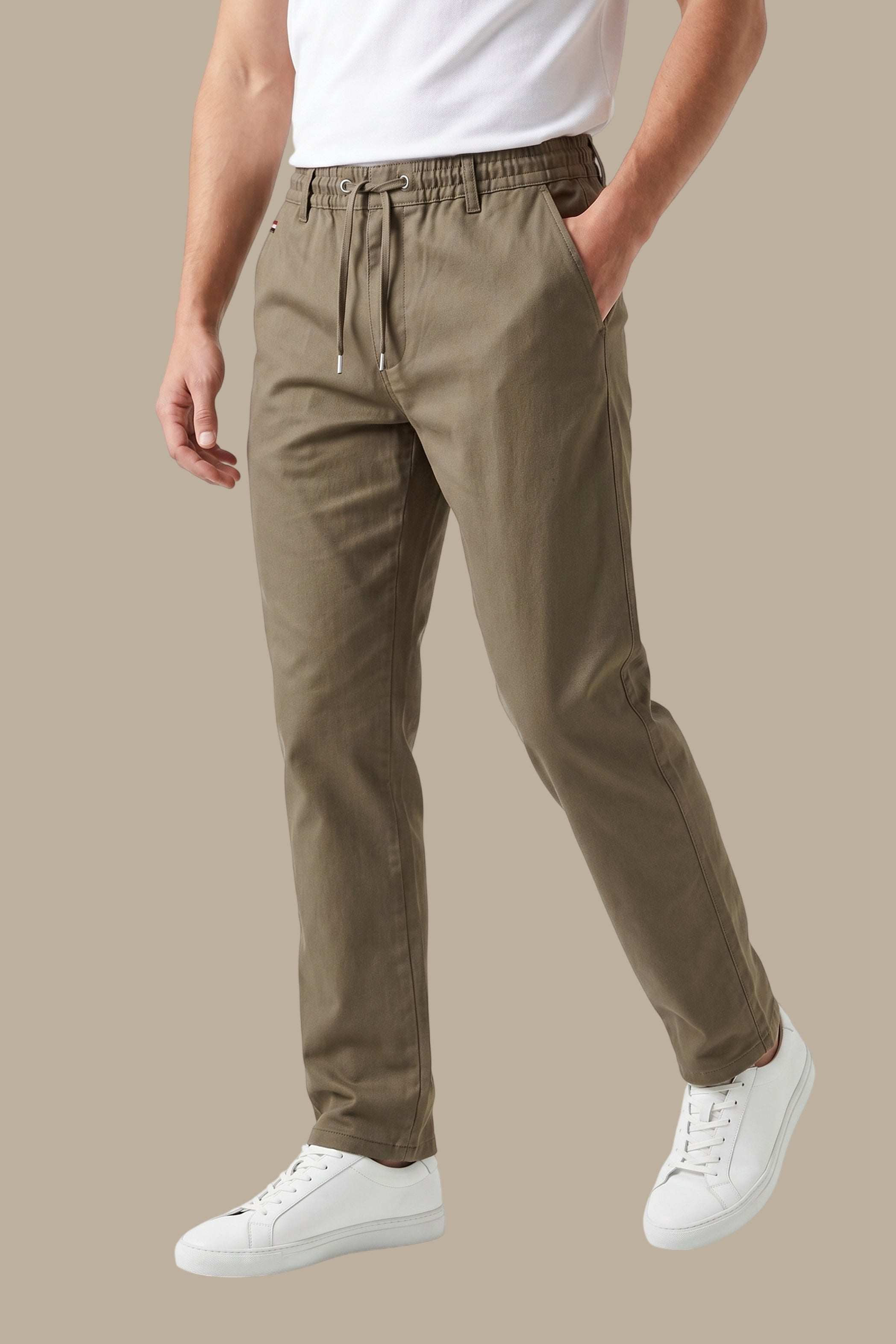 Jogger Pant Straight Fit with Ribbon – Khaki